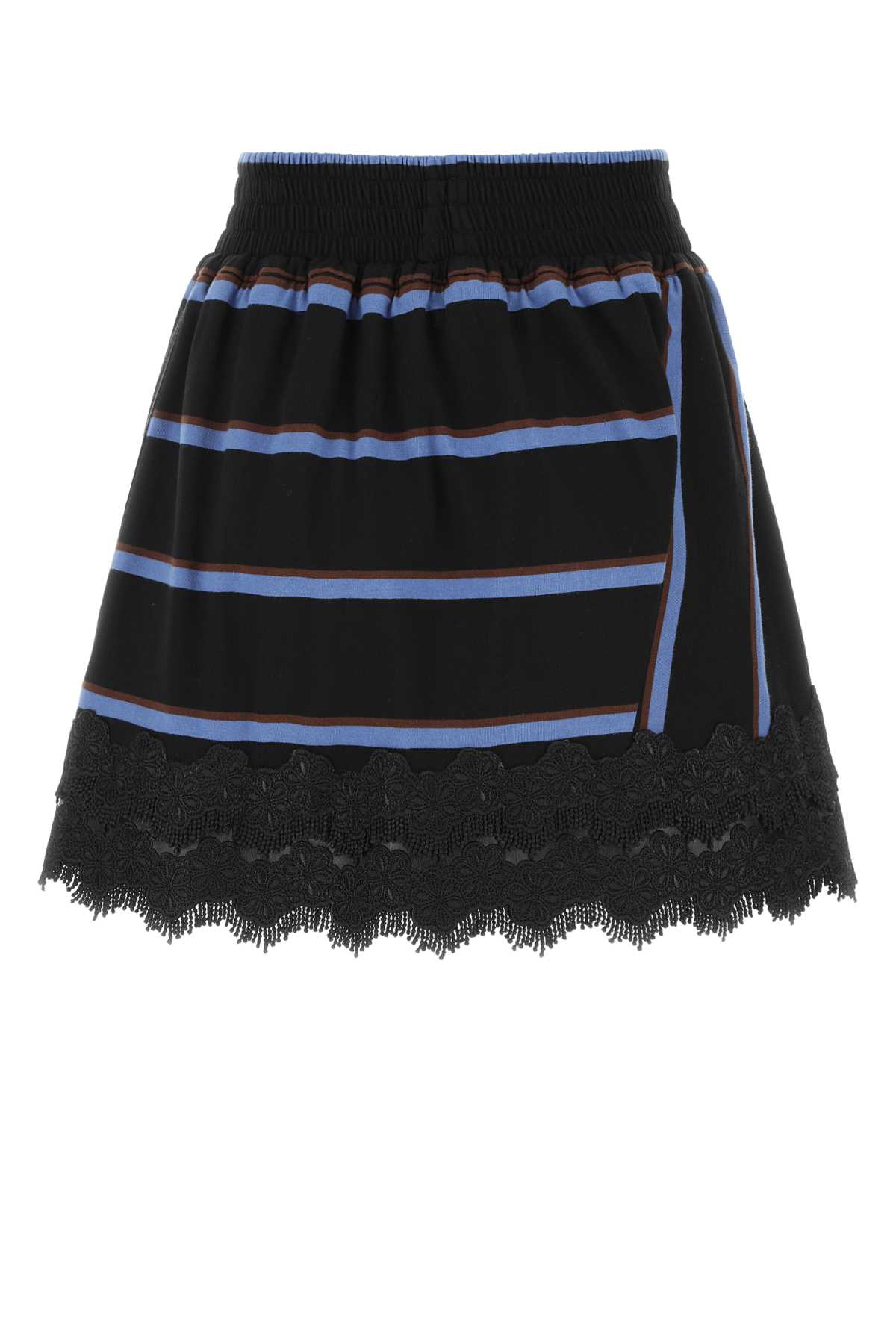 Koché Embroidered Cotton Mini Skirt In Blue