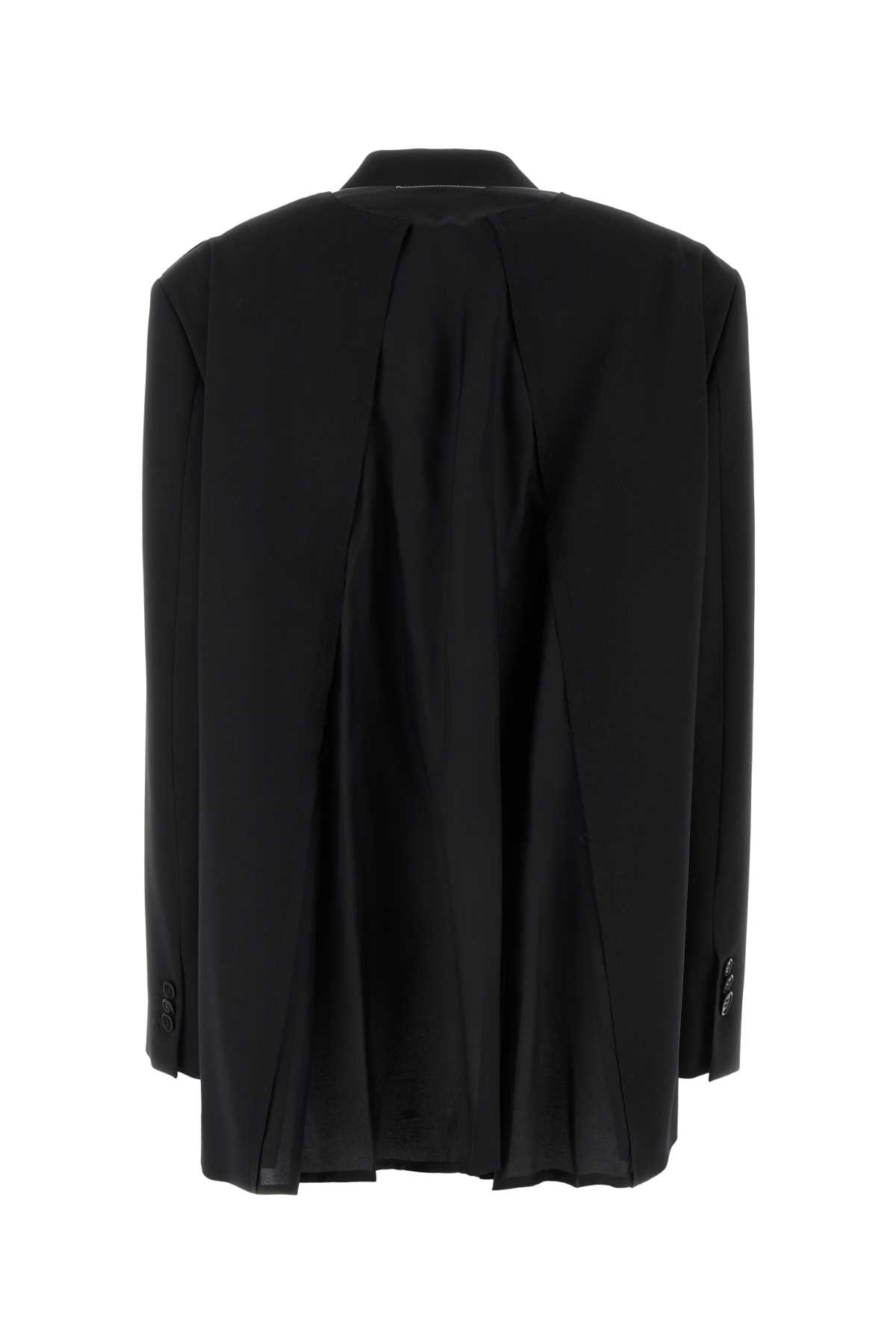 Mm6 Maison Margiela Black Stretch Polyester Blend Blazer In Black