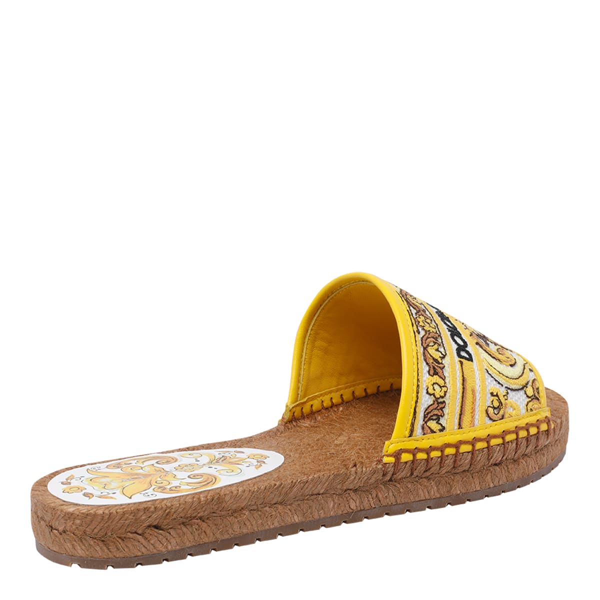 Shop Dolce & Gabbana Maiolica Print Logo Espadrilles Slides In Multicolour