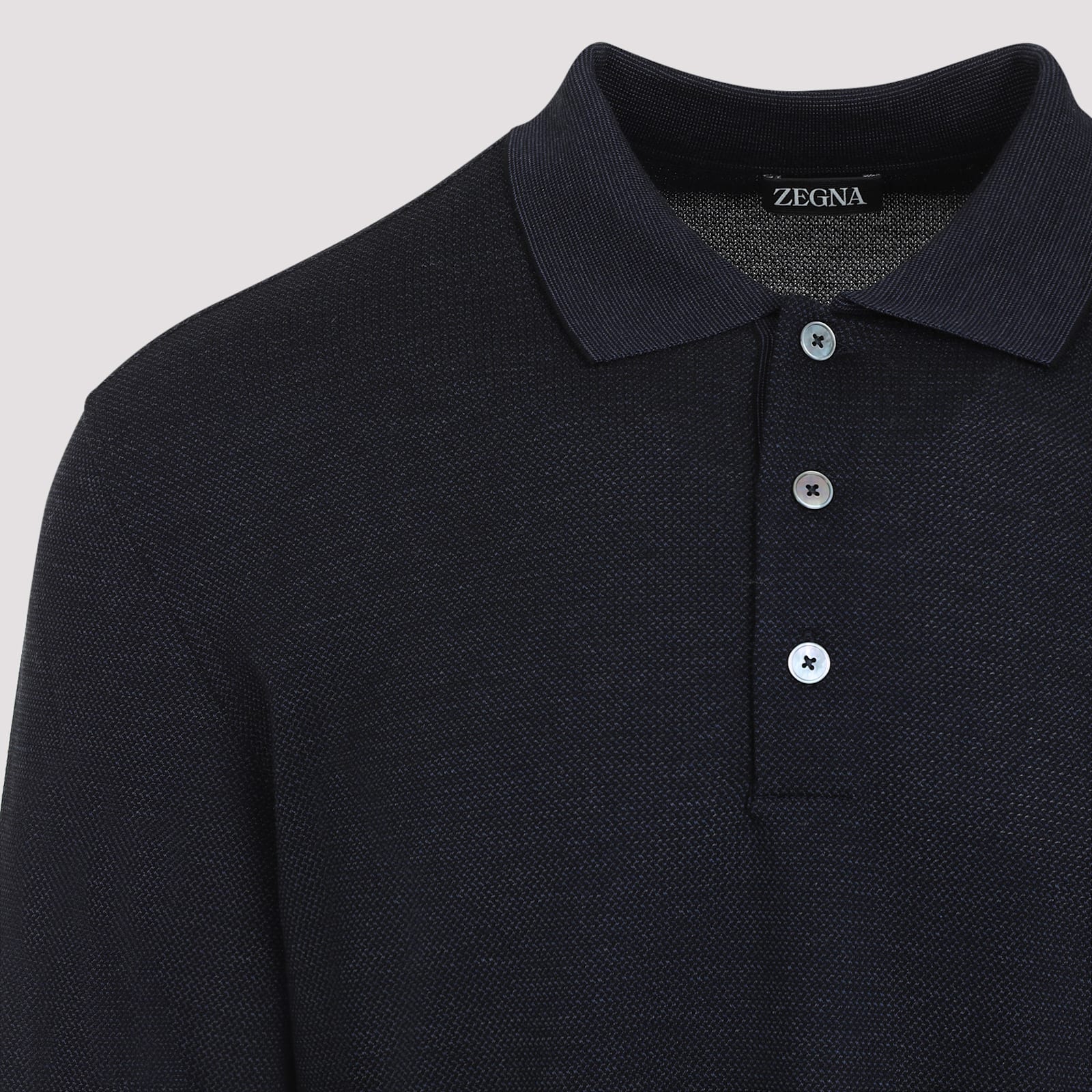 Shop Zegna Long Sleeves Polo In Blue Navy Unito