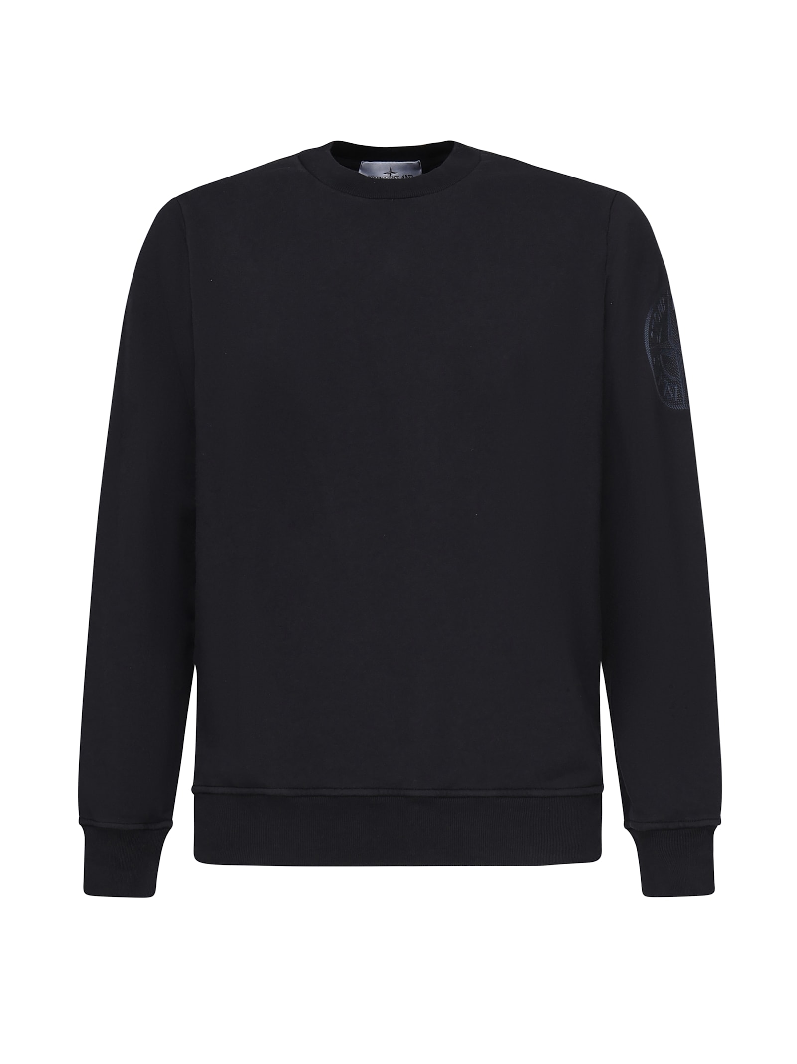 Stone Island Crewneck Sweatshirt With Compass Embroidery In Black