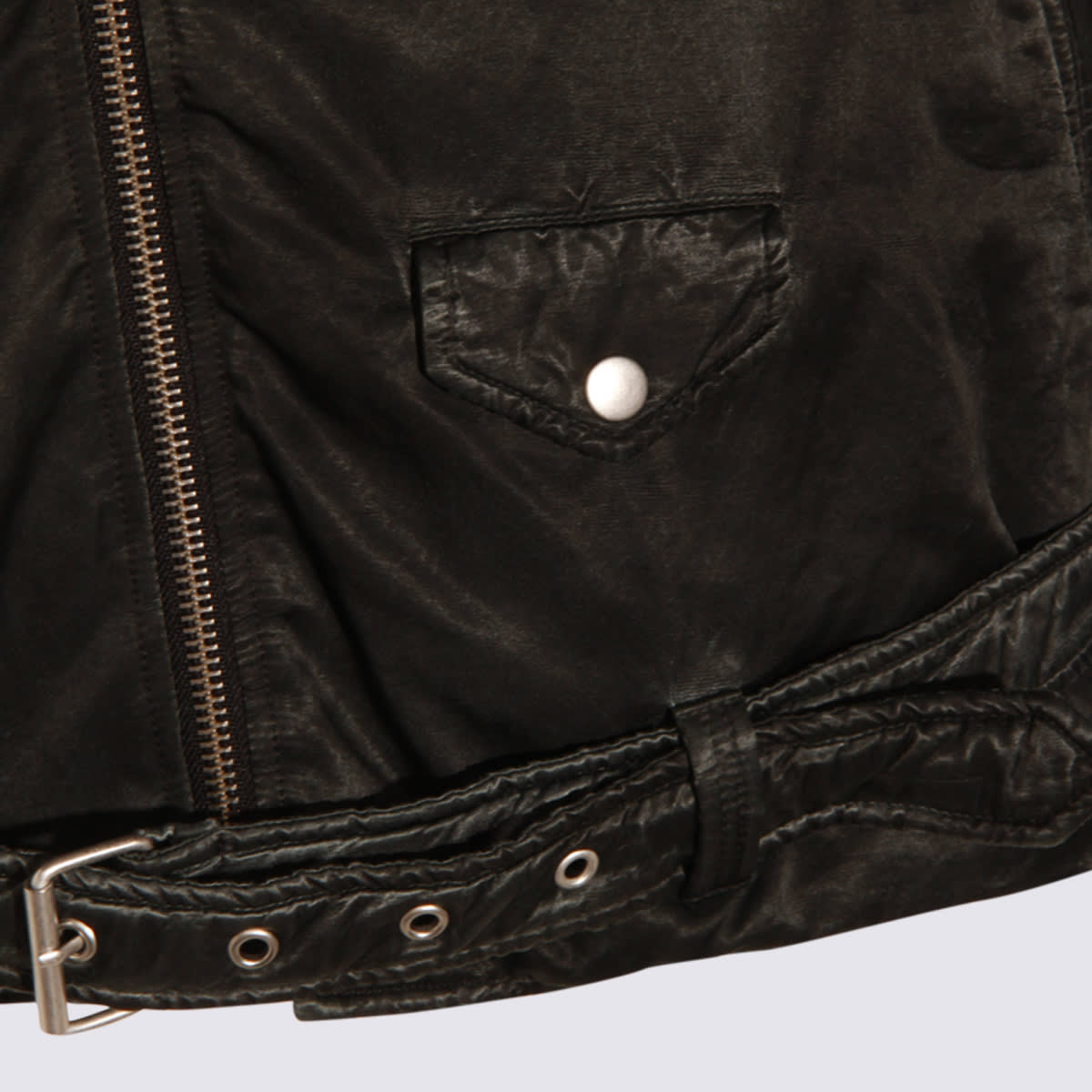 Mm6 Maison Margiela Men's Washed-effect Biker Jacket In Black