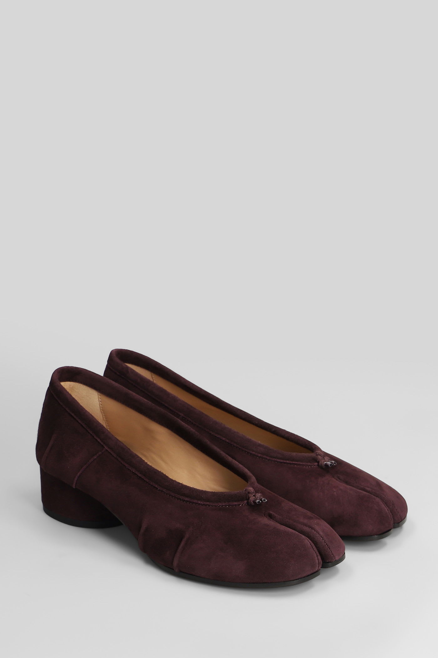 Maison Margiela Ballerina Shoes In Soft Textured Leather In Purple