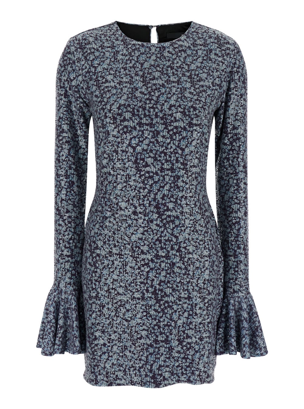 Shop Rotate Birger Christensen Mini Blue Backless Dress With All-over Sequins Woman In Violet