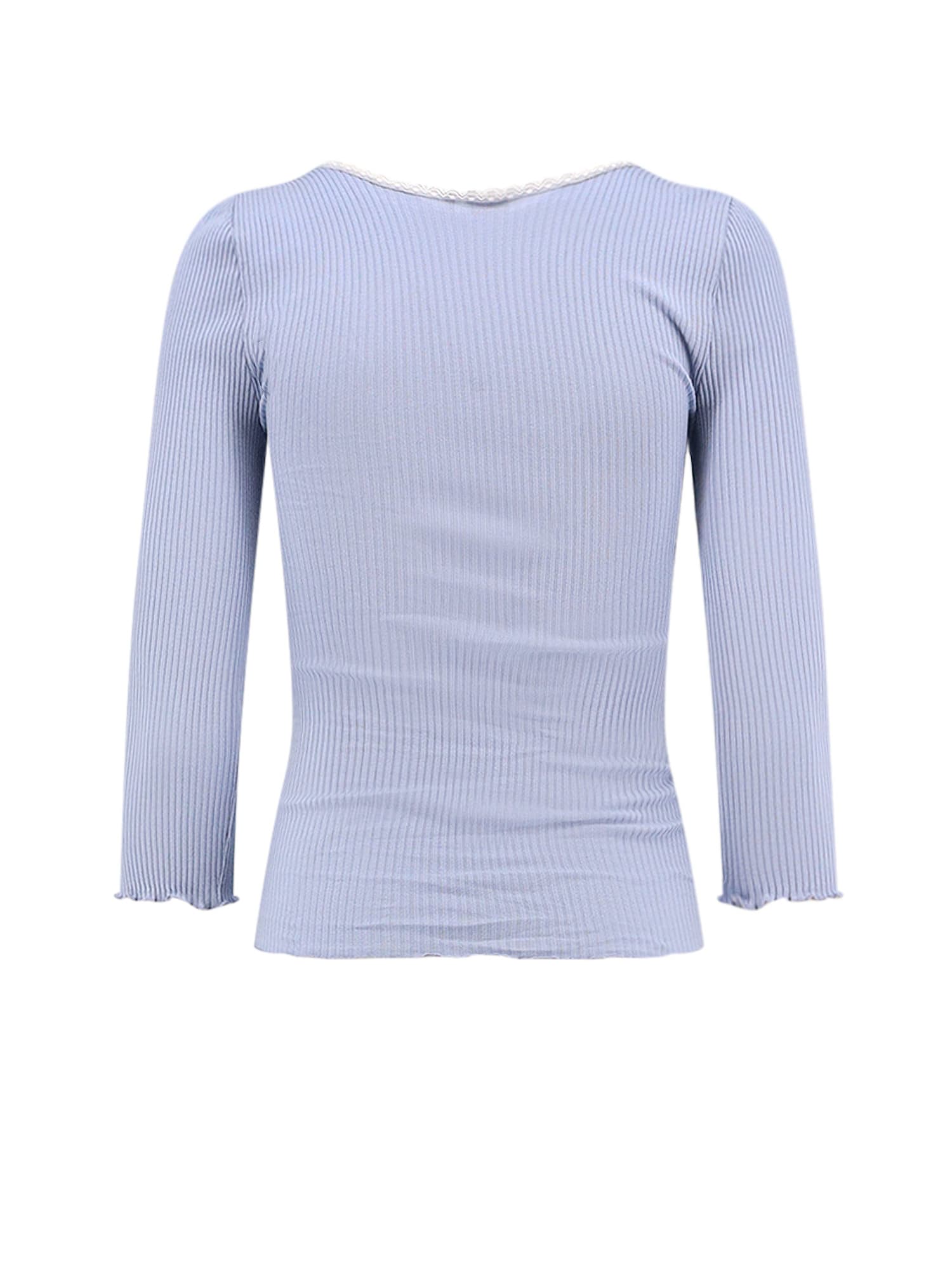 Chloé Ribbed Cotton Shirt With Lace Insert In Blue