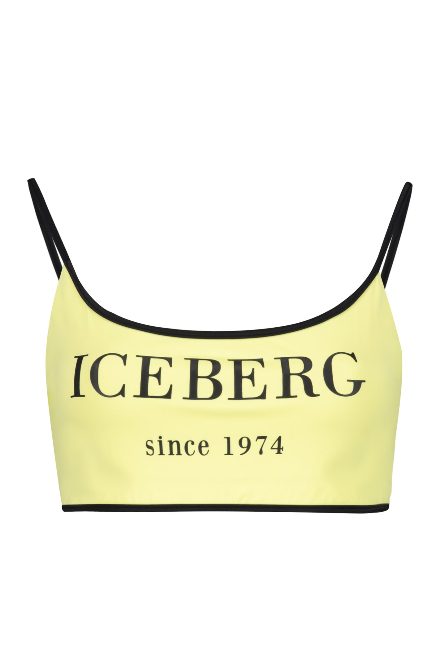Shop Iceberg Printed Bikini Top In Yellow