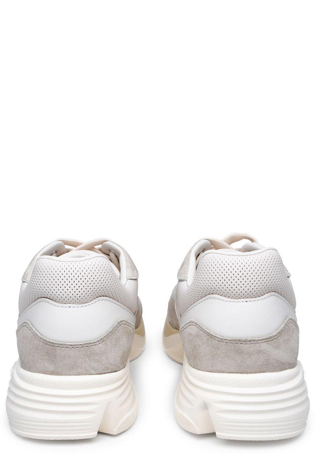 Shop Hogan H Logo Patch Panelled Sneakers In Beige E Bianco
