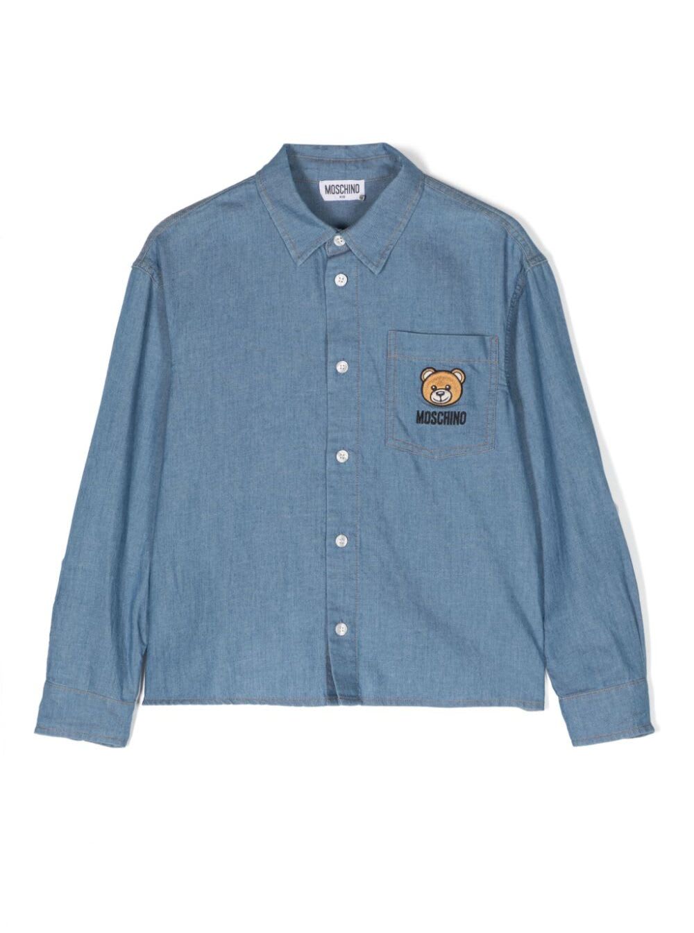 Shop Moschino Shirt In Light Blue
