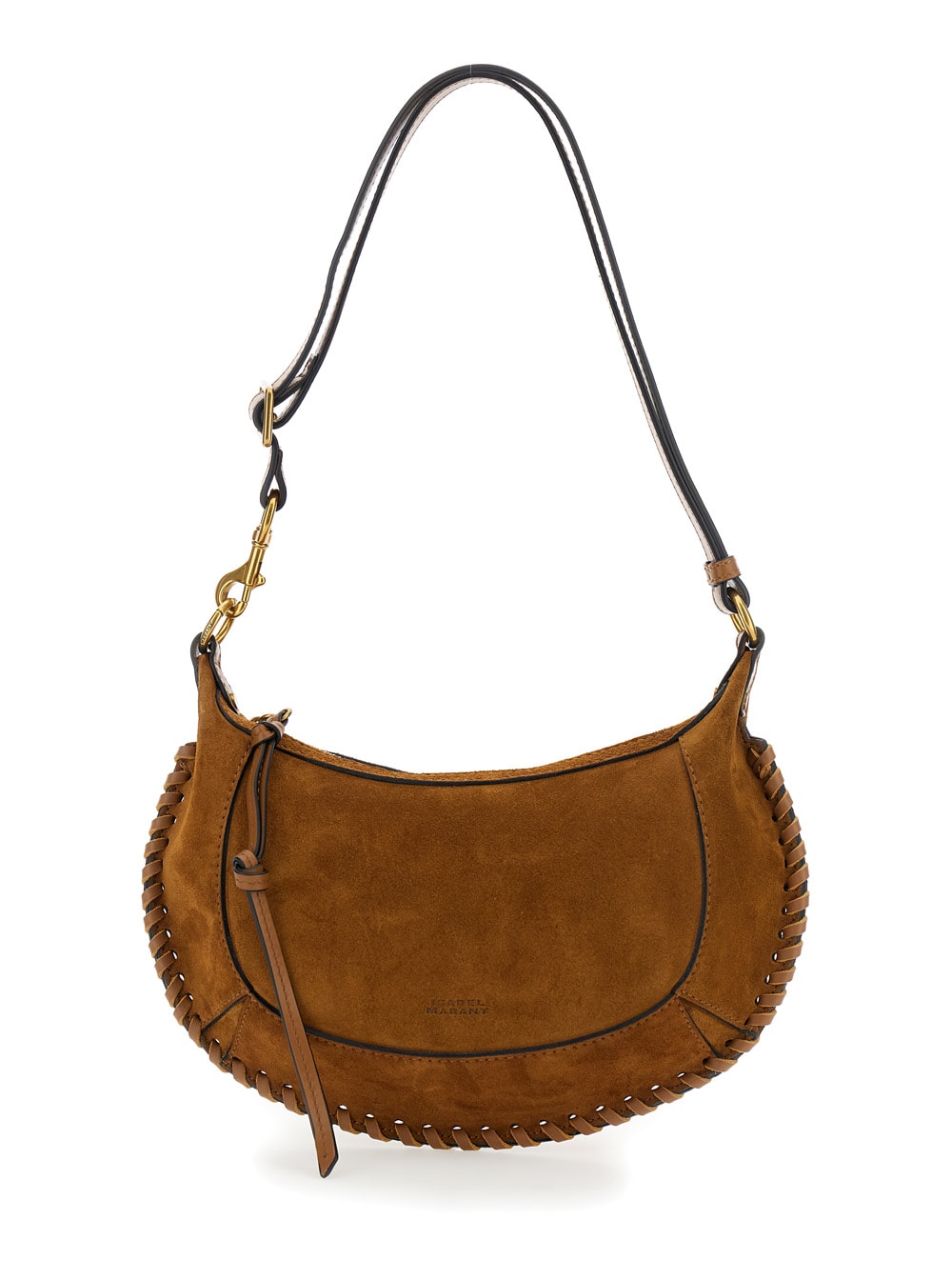 Isabel Marant Oskan Moon Brown Crossbody Bag With Front Logo Print In Suede Woman In Brown