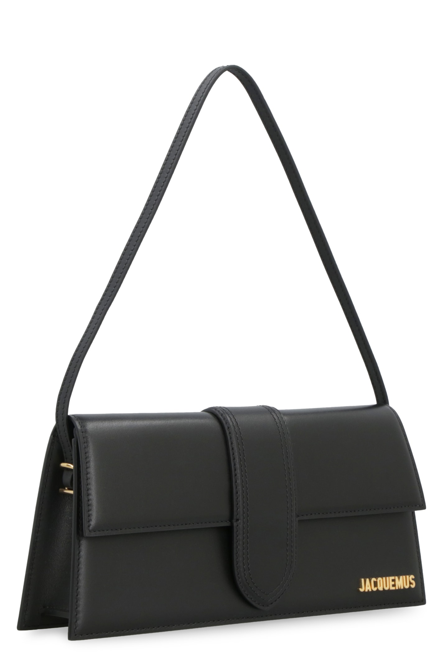 Jacquemus Le Bambino Long Leather Shoulder Bag In Black
