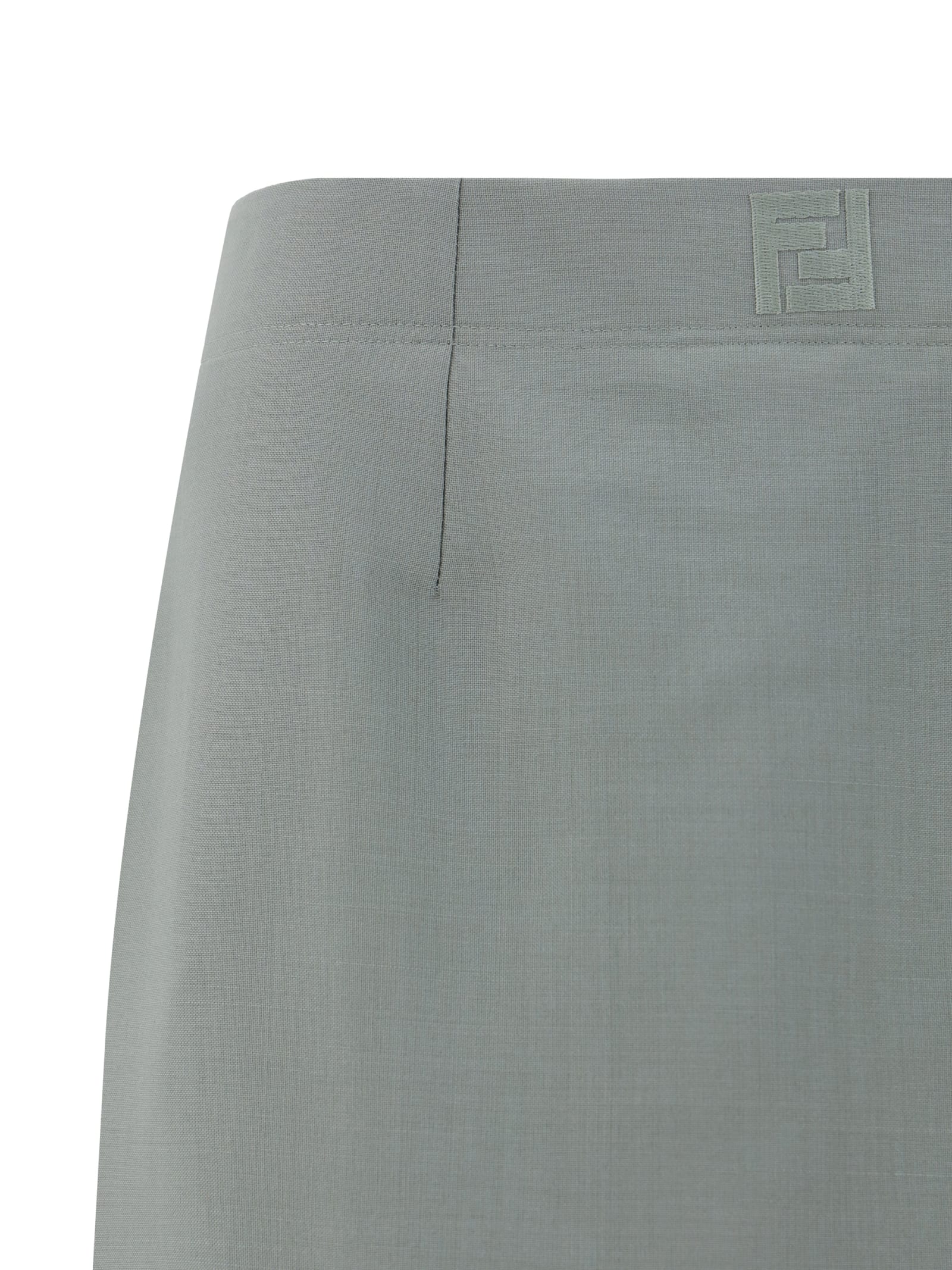 Fendi Light Grey Mohair Blend Skirt In Shadow
