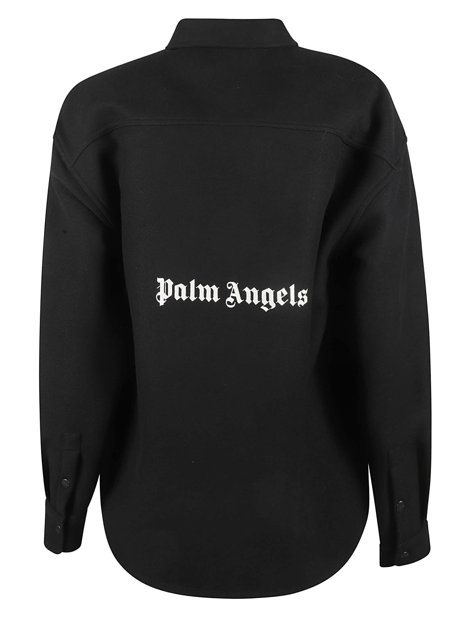 Shop Palm Angels Back Logo Oversized Shirt In Black/white