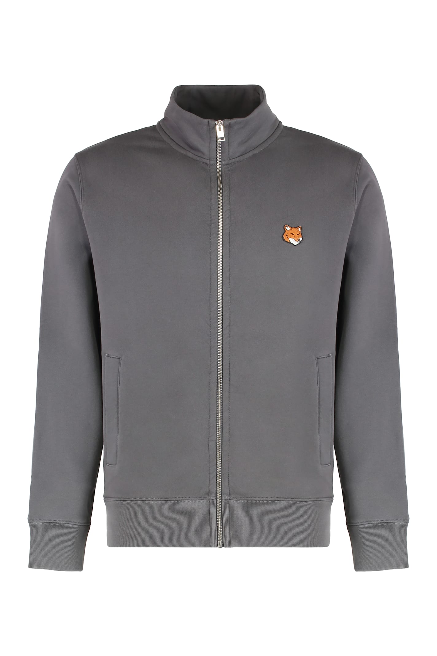 Maison Kitsuné Full-zip Sweatshirt In Cotton In Gray