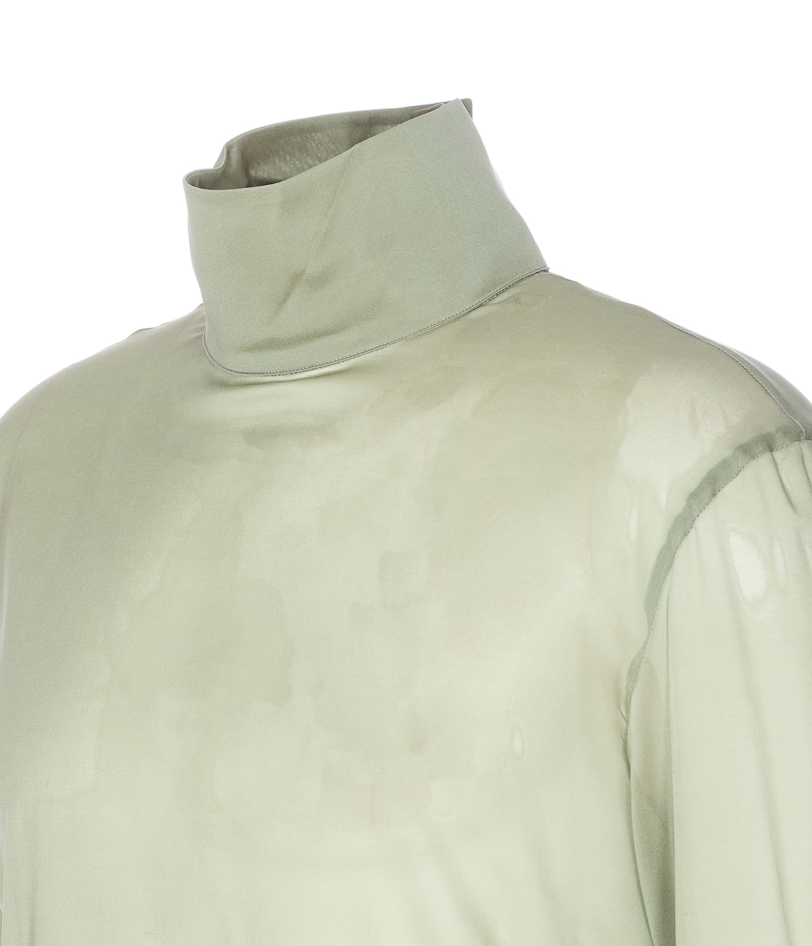 Gucci High Neck Long Sleeve Sheer Shirt In Green
