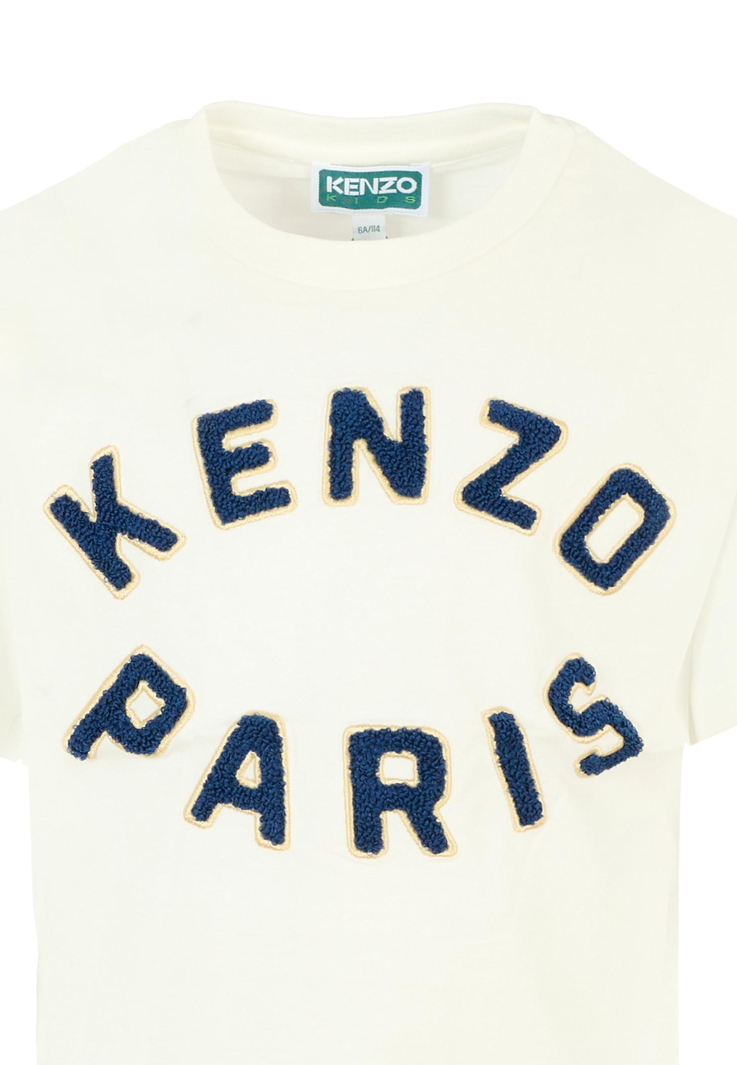 Kenzo Embroidered Logo Unisex Cotton T-shirt In White