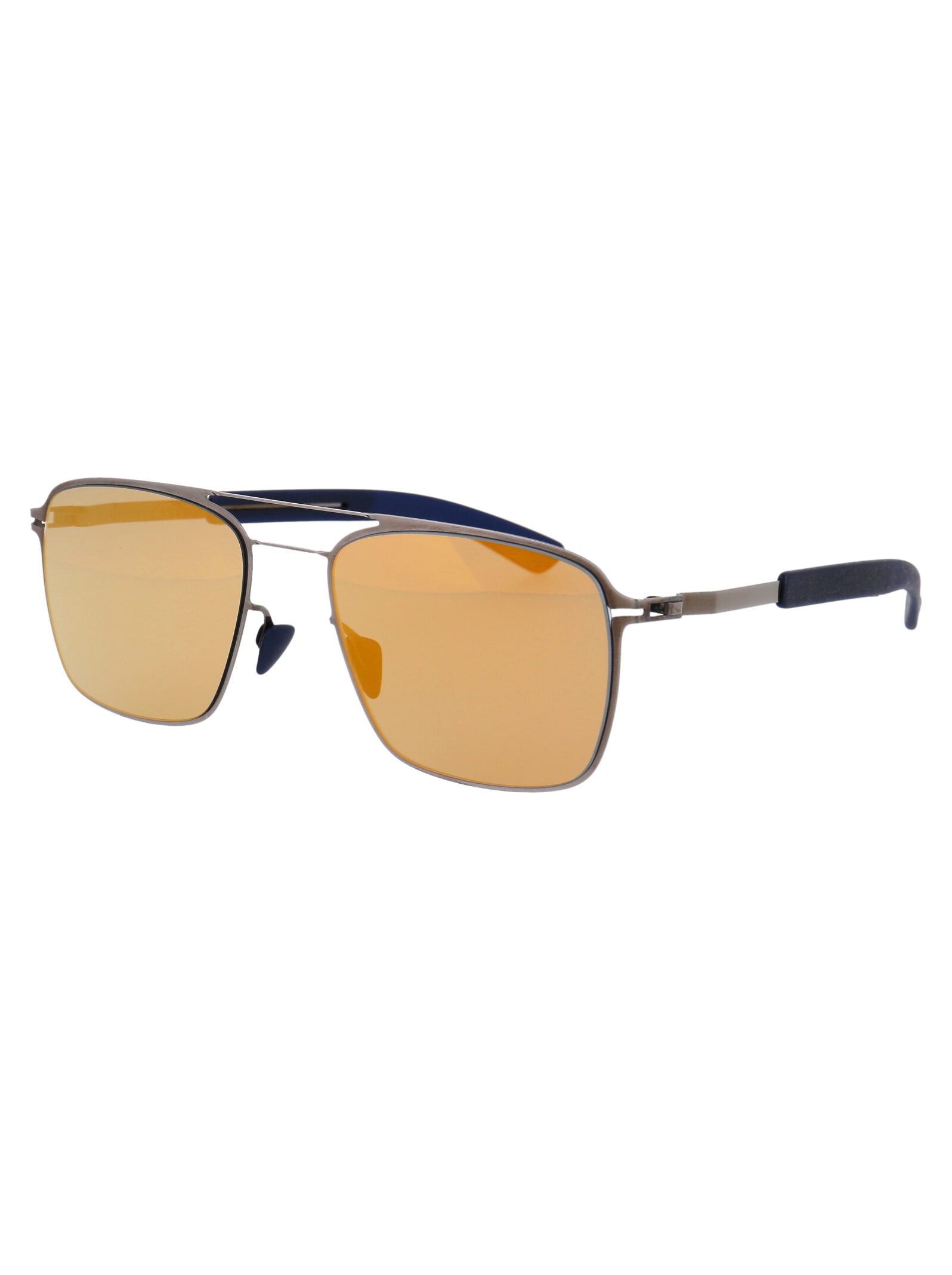 Shop Mykita Flax Sunglasses In 246 Mh4 Shiny Graphite/navy Blue Pearlygold Flash