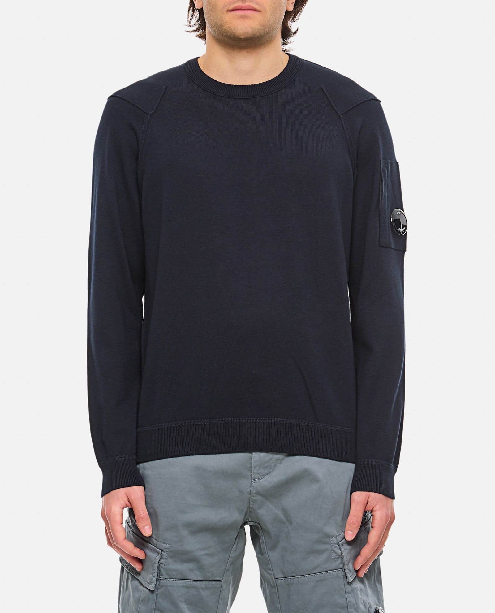 C.p. Company Cp Company Sea Island Cotton Crew Neck Jumper In Total Eclipse