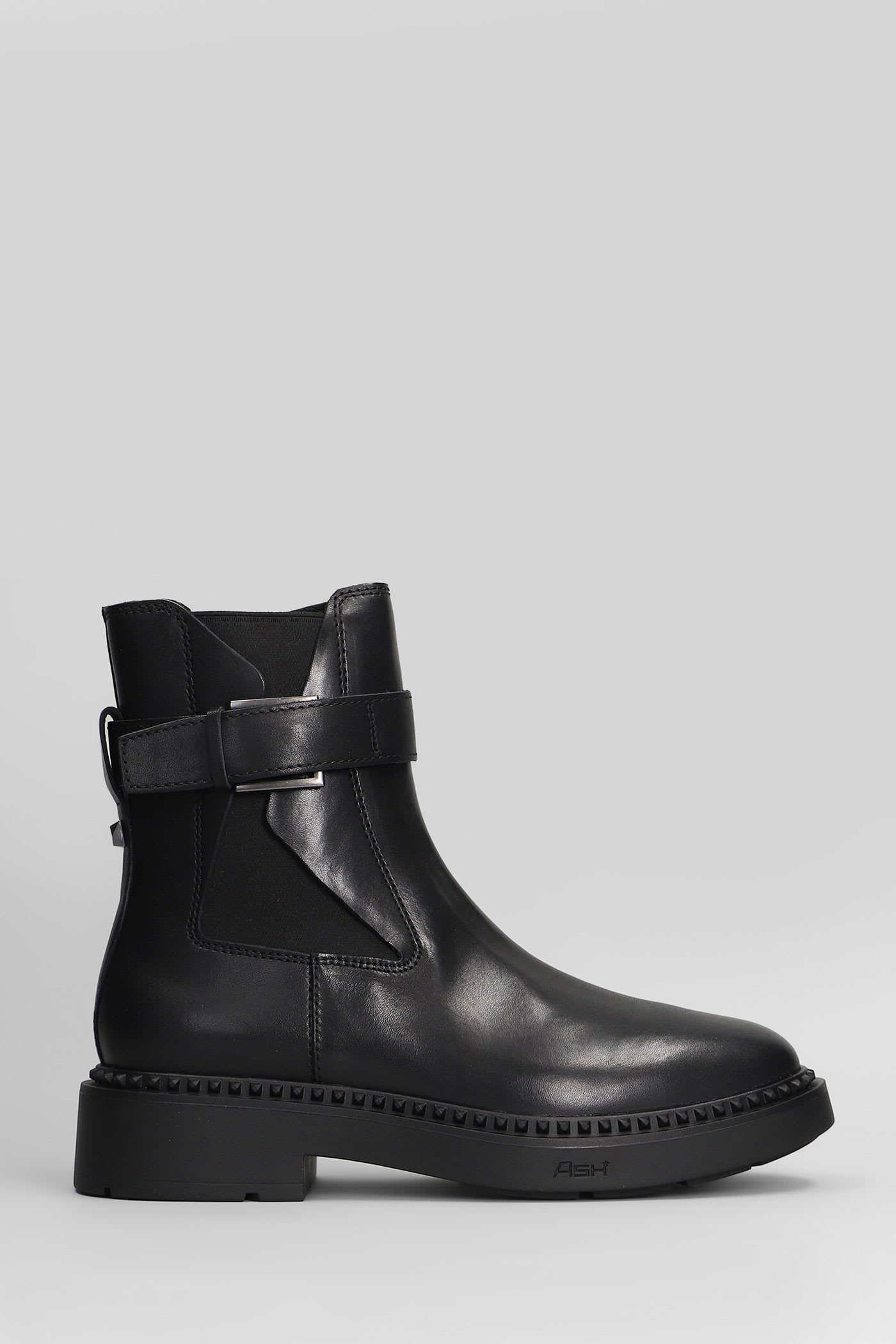 Ash Margot High Heels Ankle Boots In Black Leather In Black