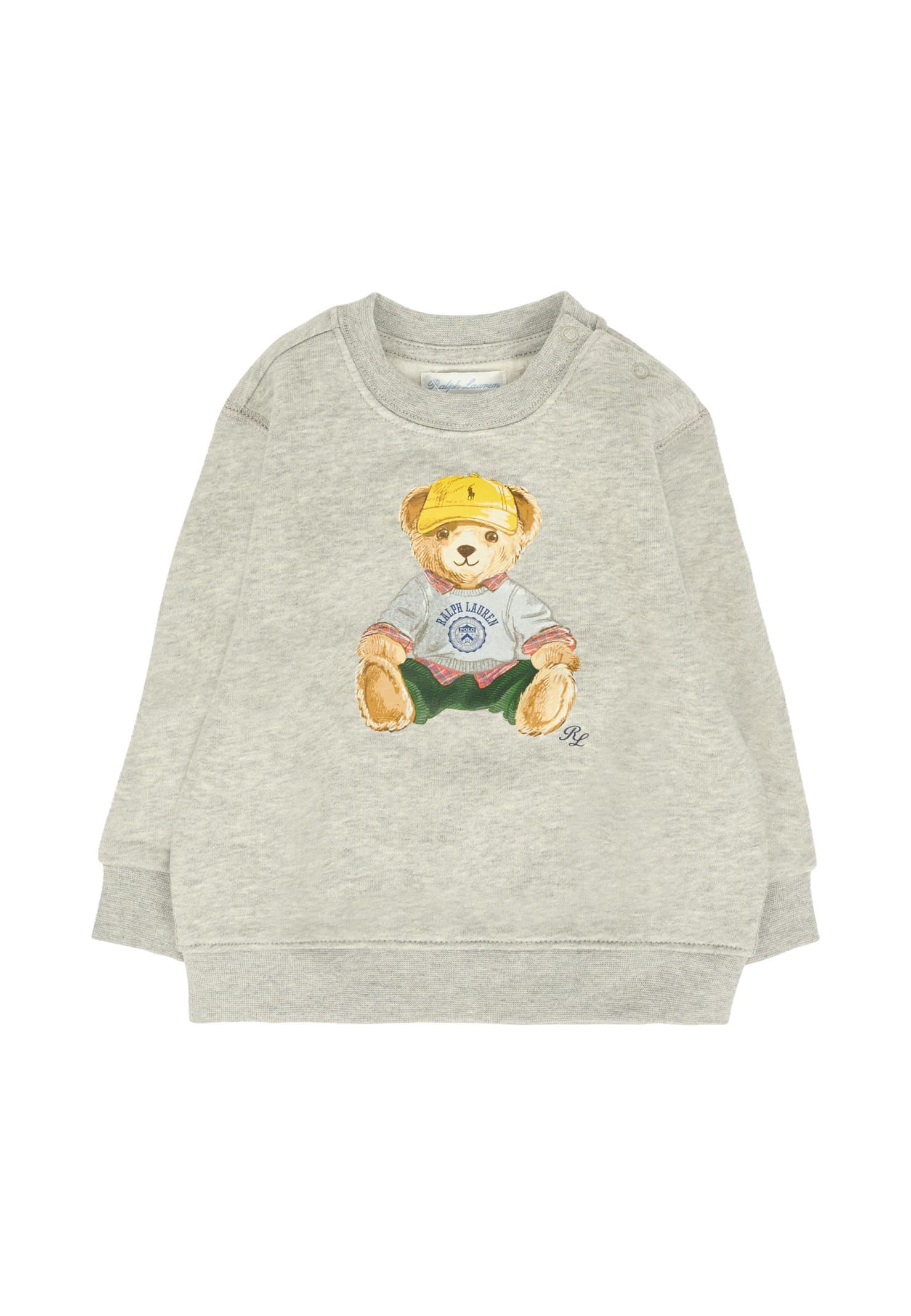 Ralph Lauren Grey Sweatshirt For Baby Boy With Logo In Gray
