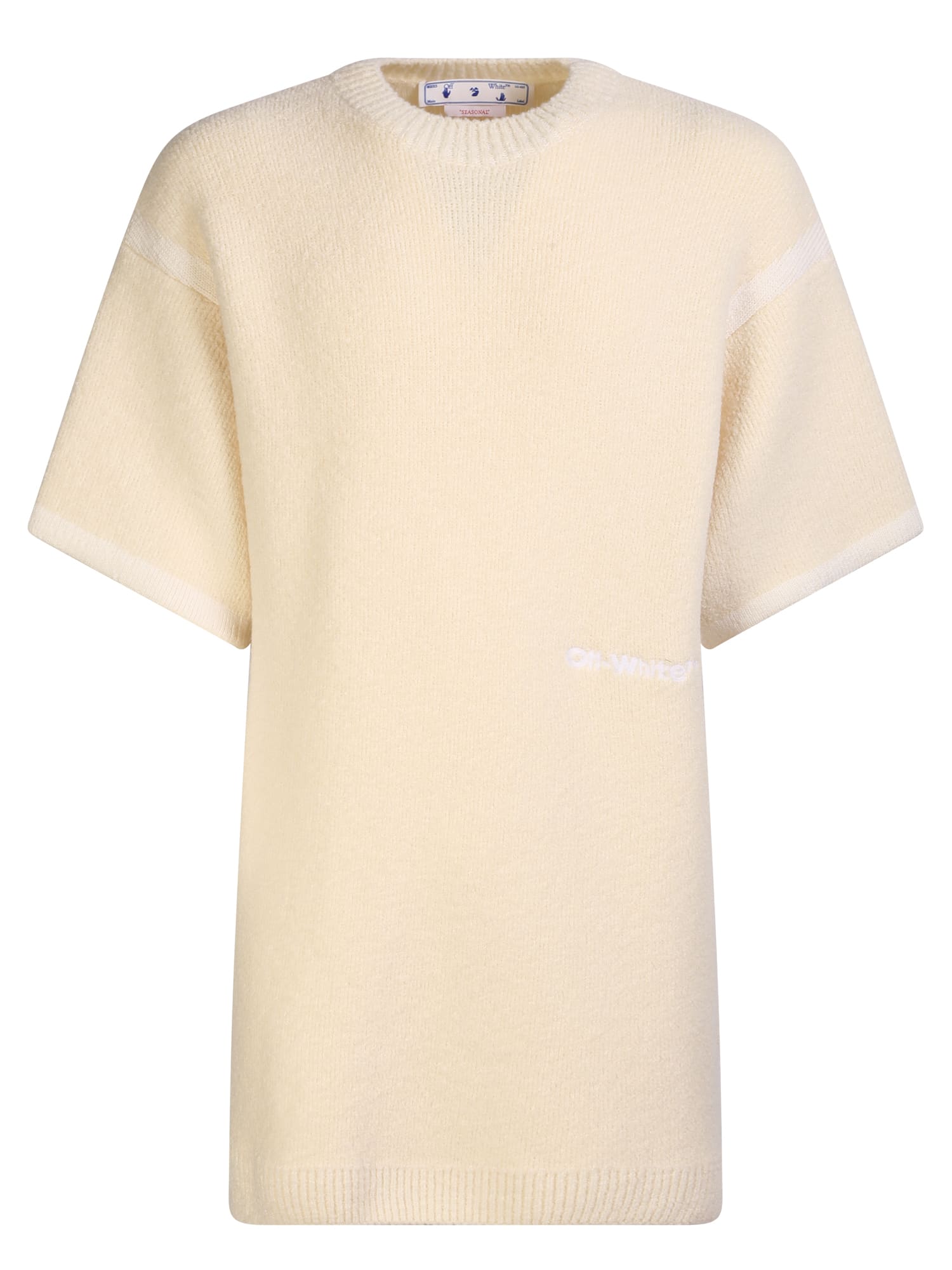 Shop Off-white Micro Bouclã© Knit T-shirt In White