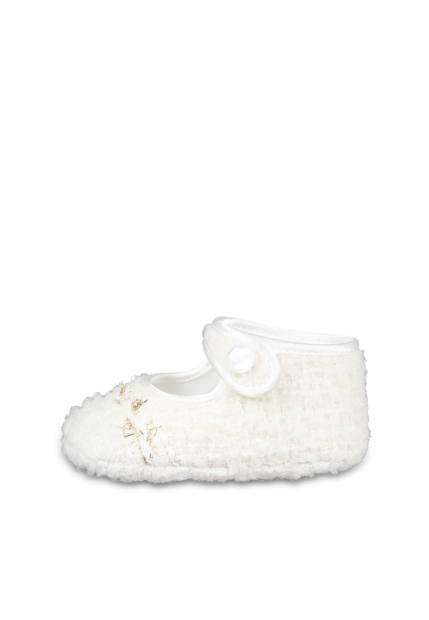 Monnalisa Ivory Ballet Flats For Baby Girl In Ivory