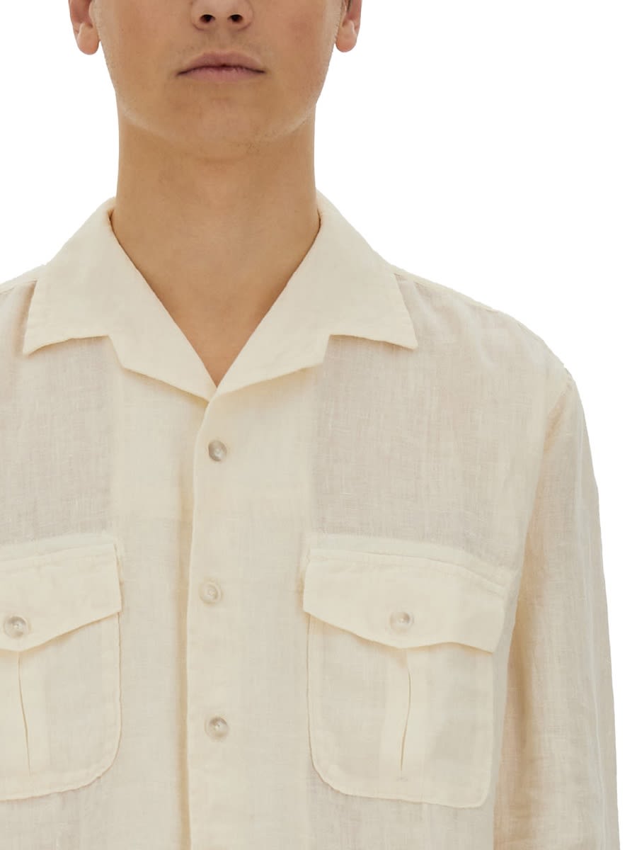 120% Lino Slim Fit Shirt In Beige