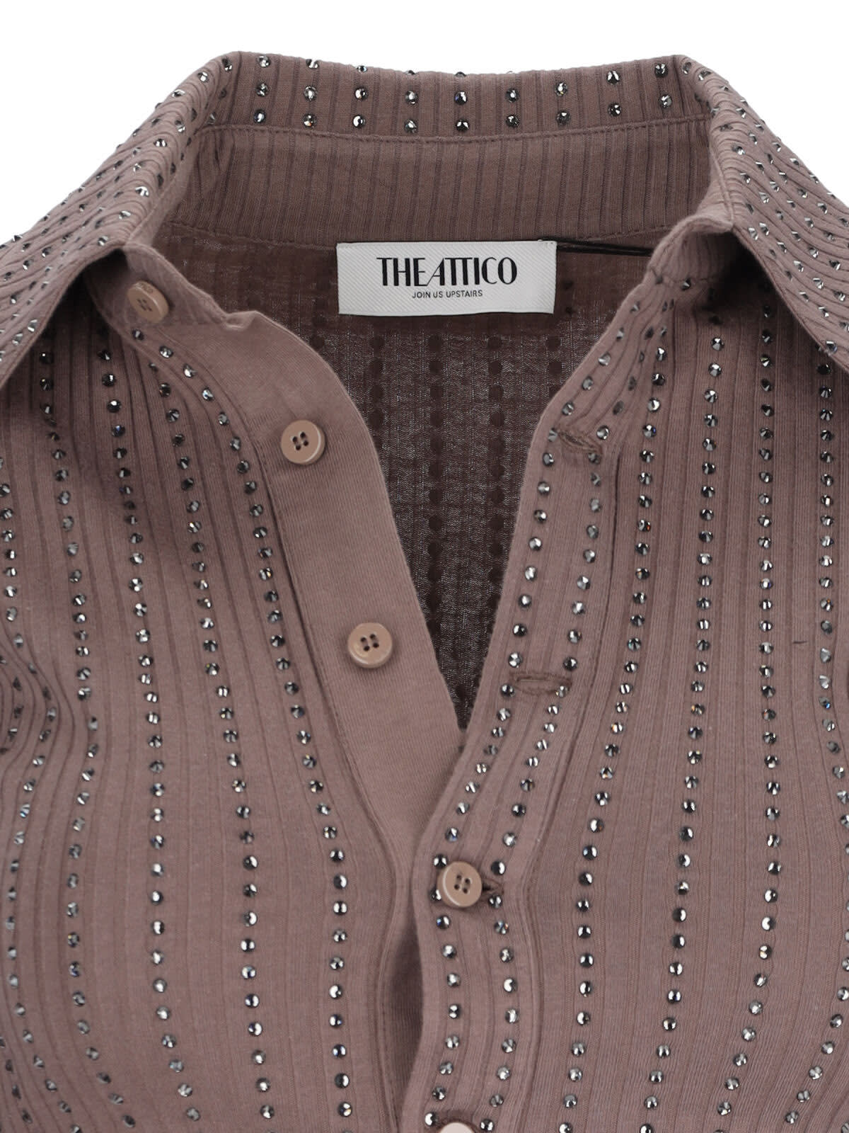 Attico Faded Mud Long Sleeve Vertical Striped T-shirt In Brown