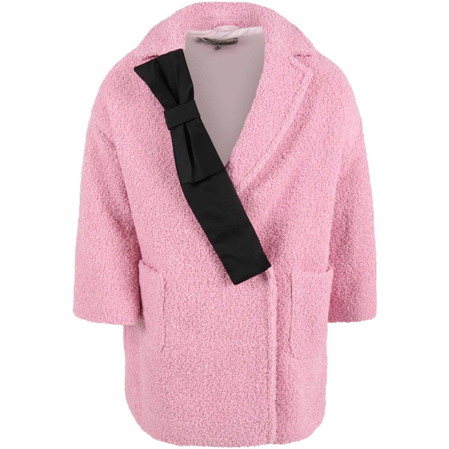 Simonetta Pink Coat For Girl With Bow