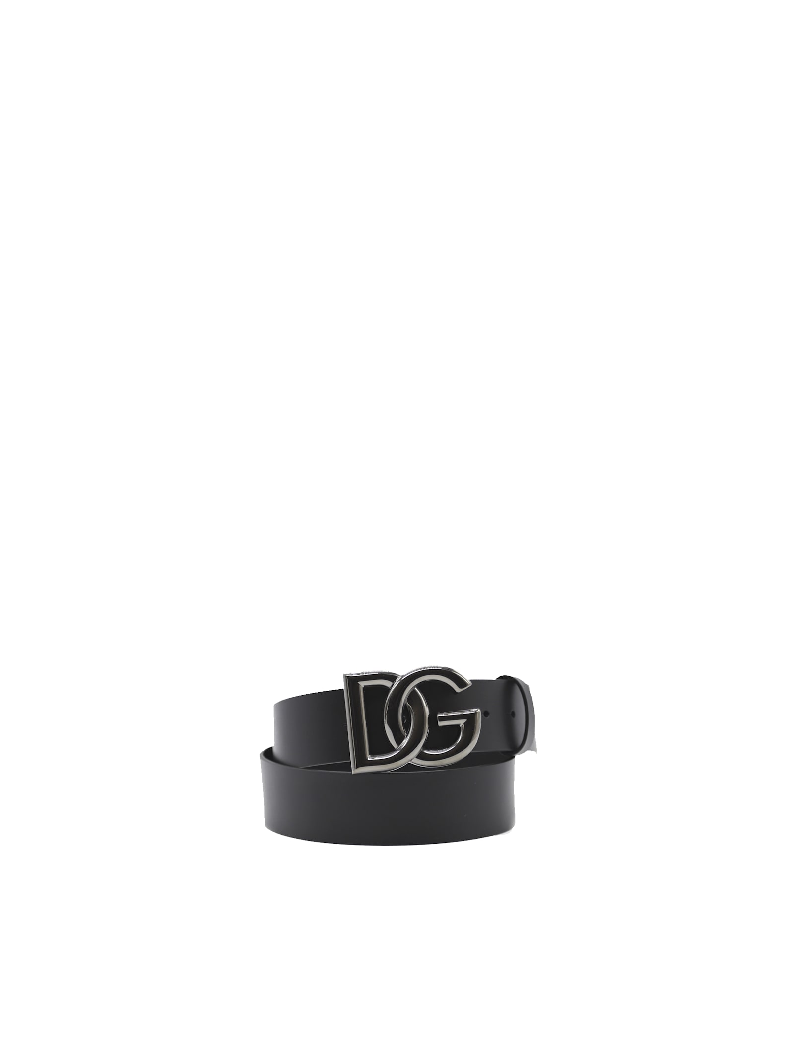 Shop Dolce & Gabbana Logo Belt In Calfskin In Black