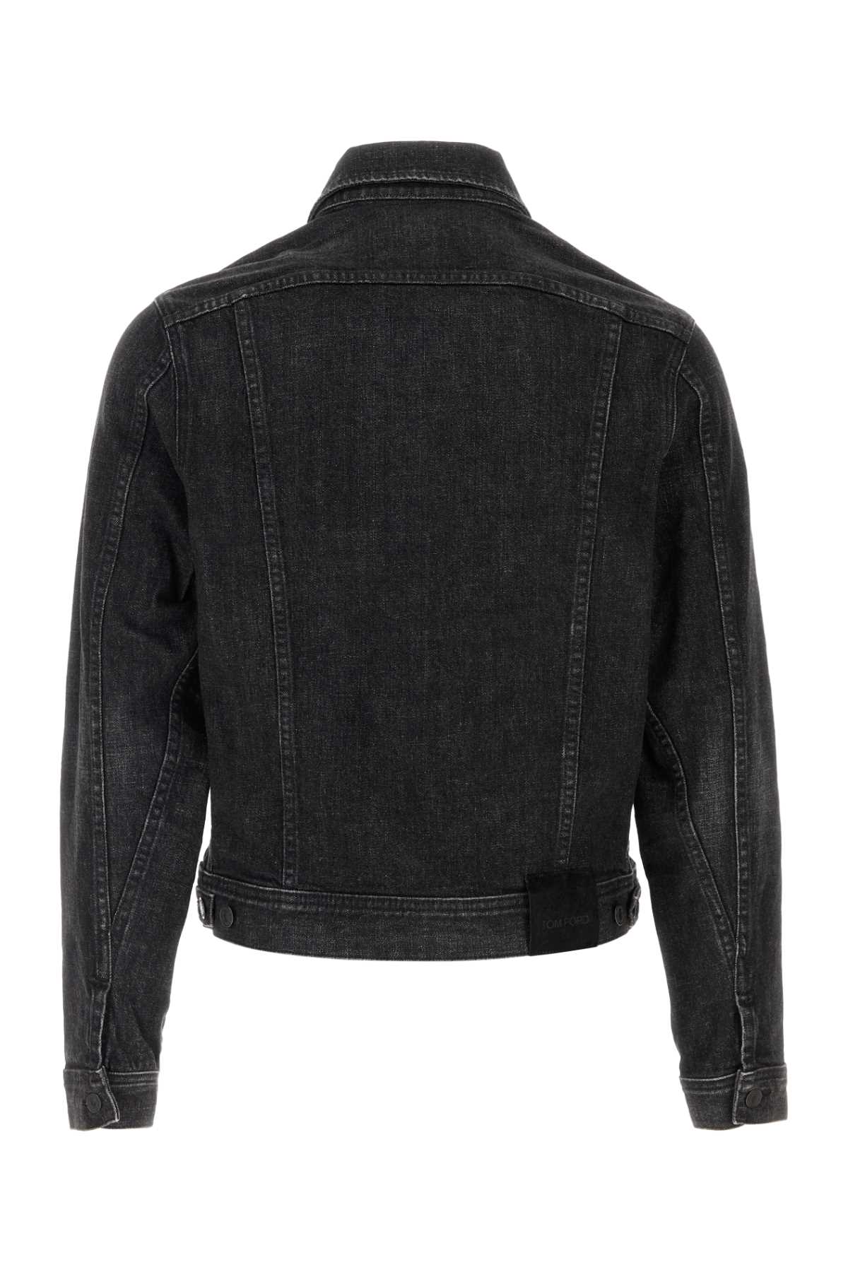 Tom Ford Denim Jacket With Long Sleeves And Adjustable Waist Tabs In Black