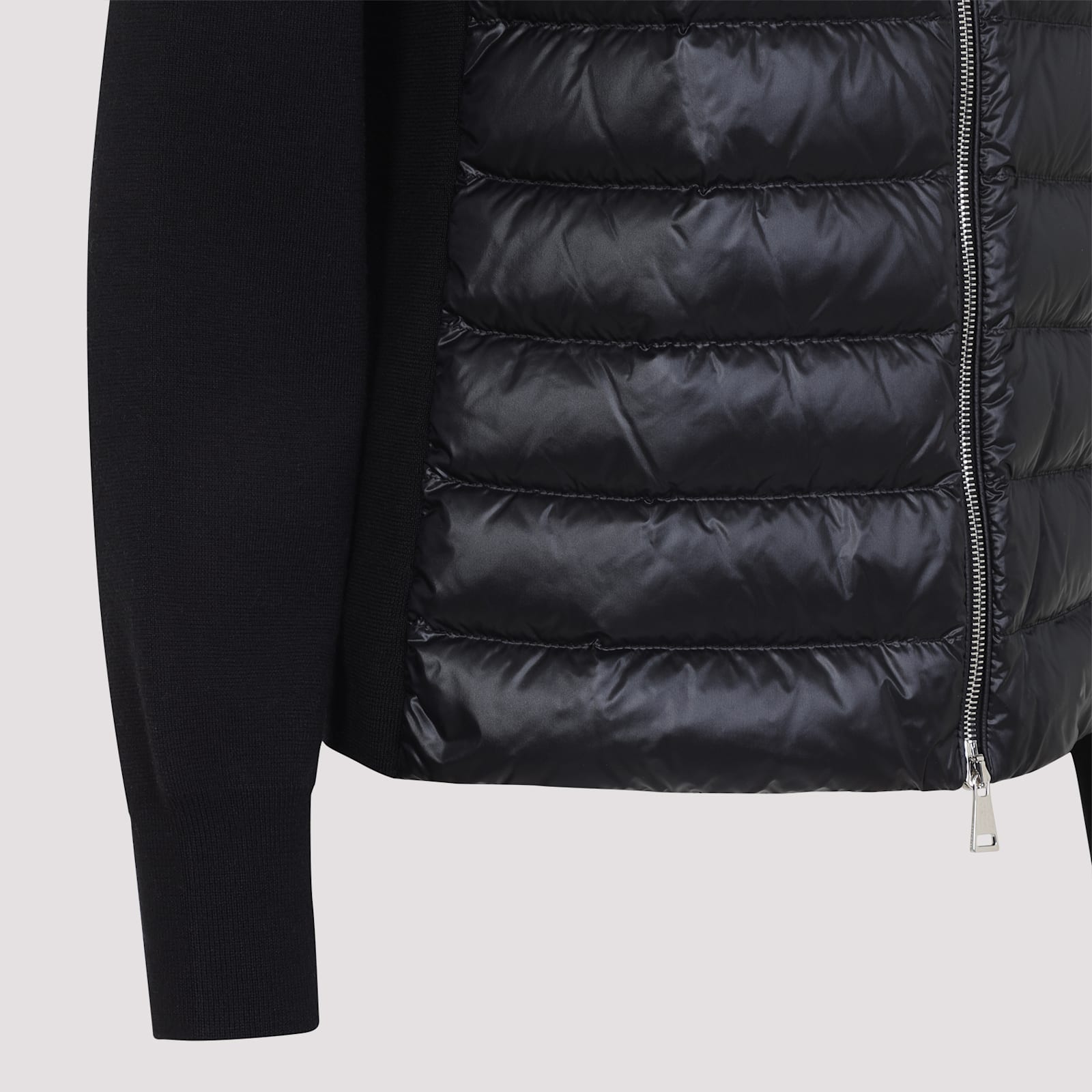 Moncler Women Nylon Down Jacket With Virgin Wool Inserts In Black