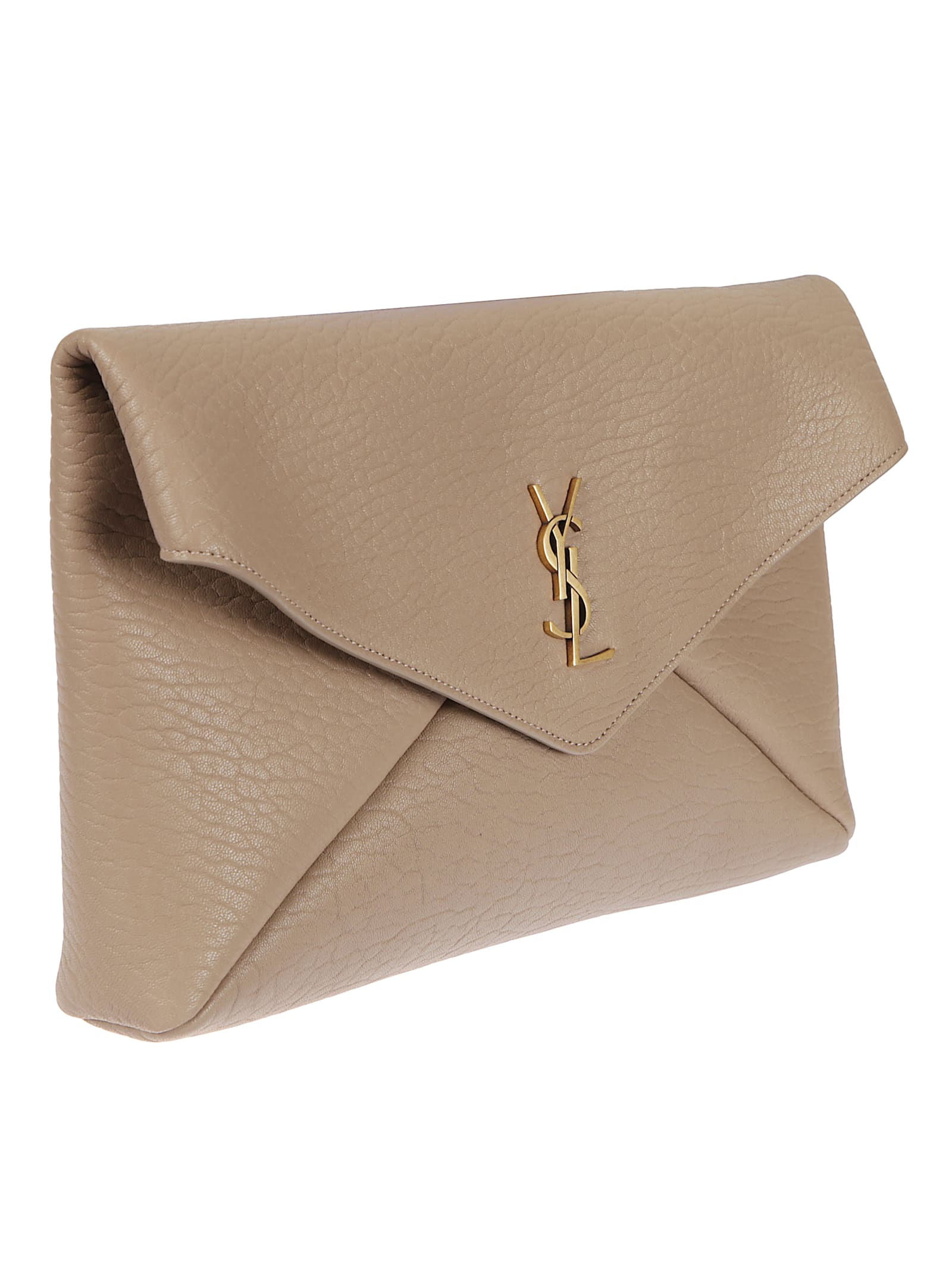 Saint Laurent Envelope Cassandre Large Clutch Bag In Brown