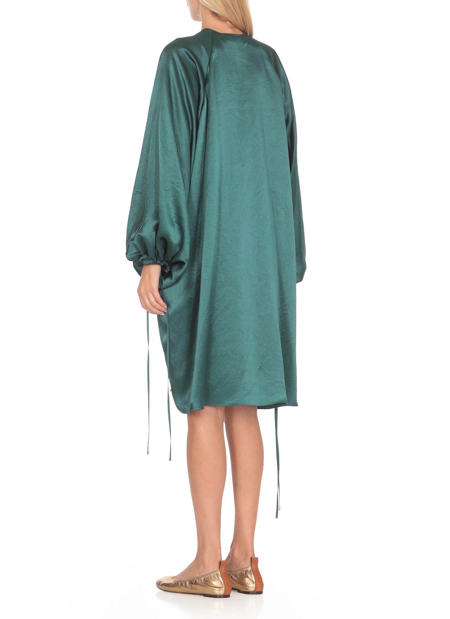 Shop Lanvin Satin Dress In Green