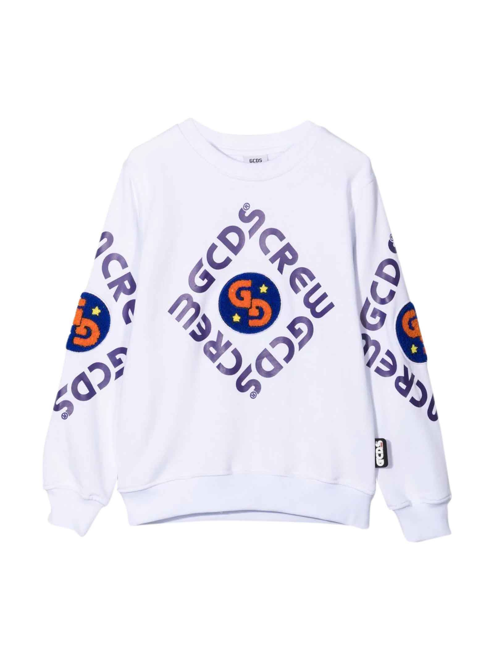 GCDS Mini White Sweatshirt With Multicolor Print