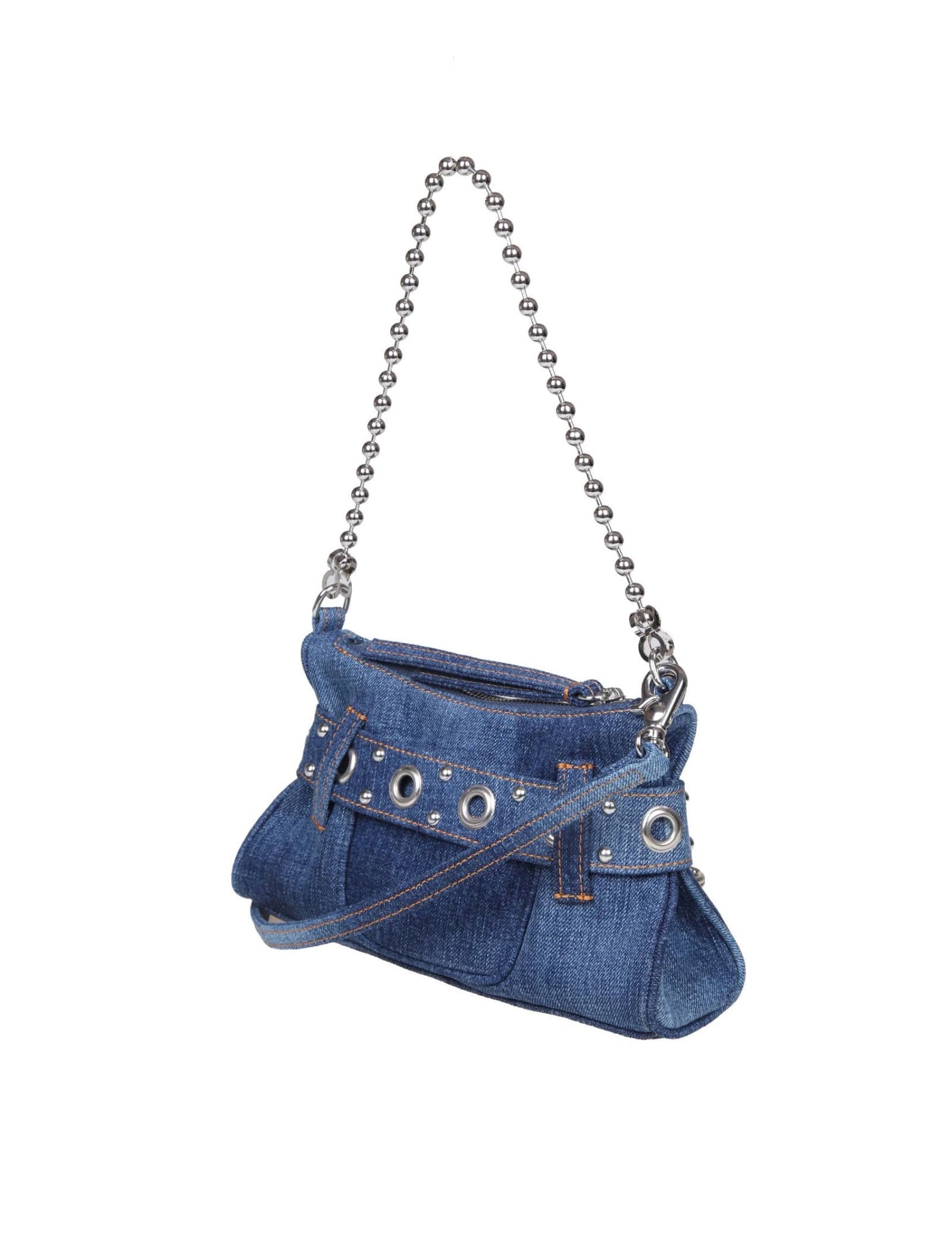 Shop Dsquared2 Denim Shoulder Bag With Logo In Blue