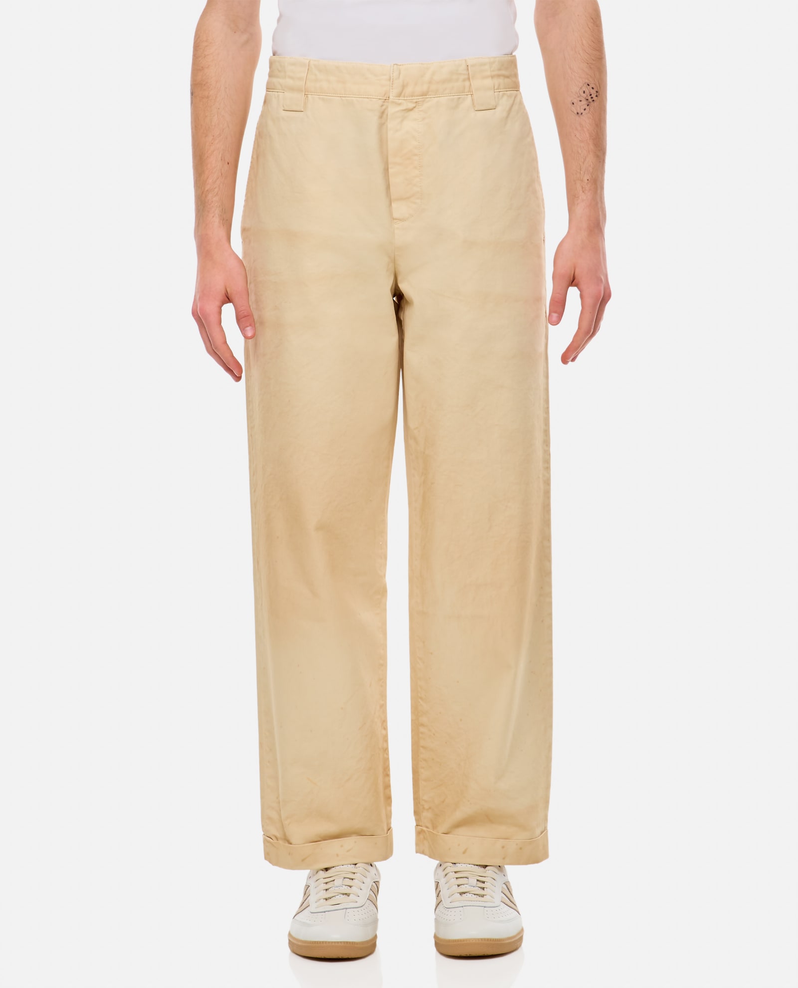 Golden Goose Cotton Chino Skate Trousers In Yellow