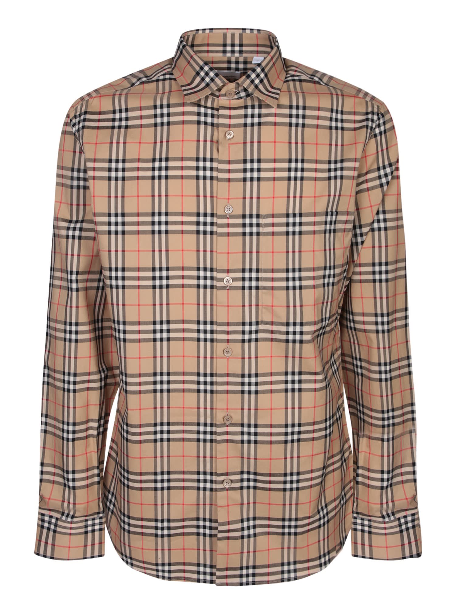 Burberry Classic Check Wool Flannel Shirt For Men In Multi