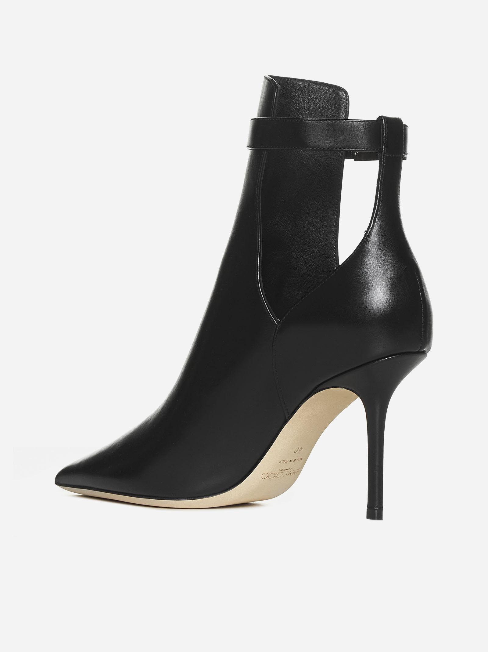 Shop Jimmy Choo Nell Ab Leather Ankle Boots In Black