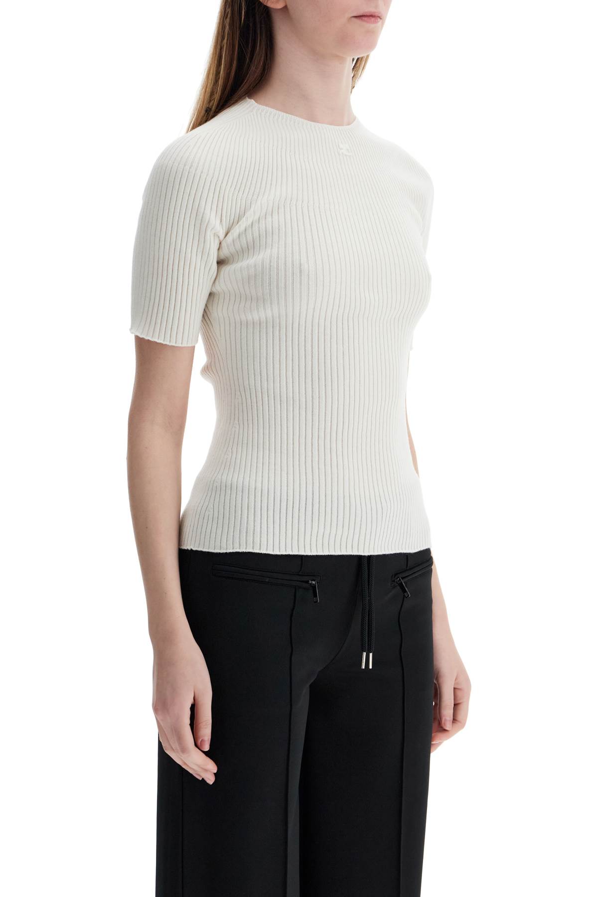 Courrèges Heritage White Cotton And Wool Sweater