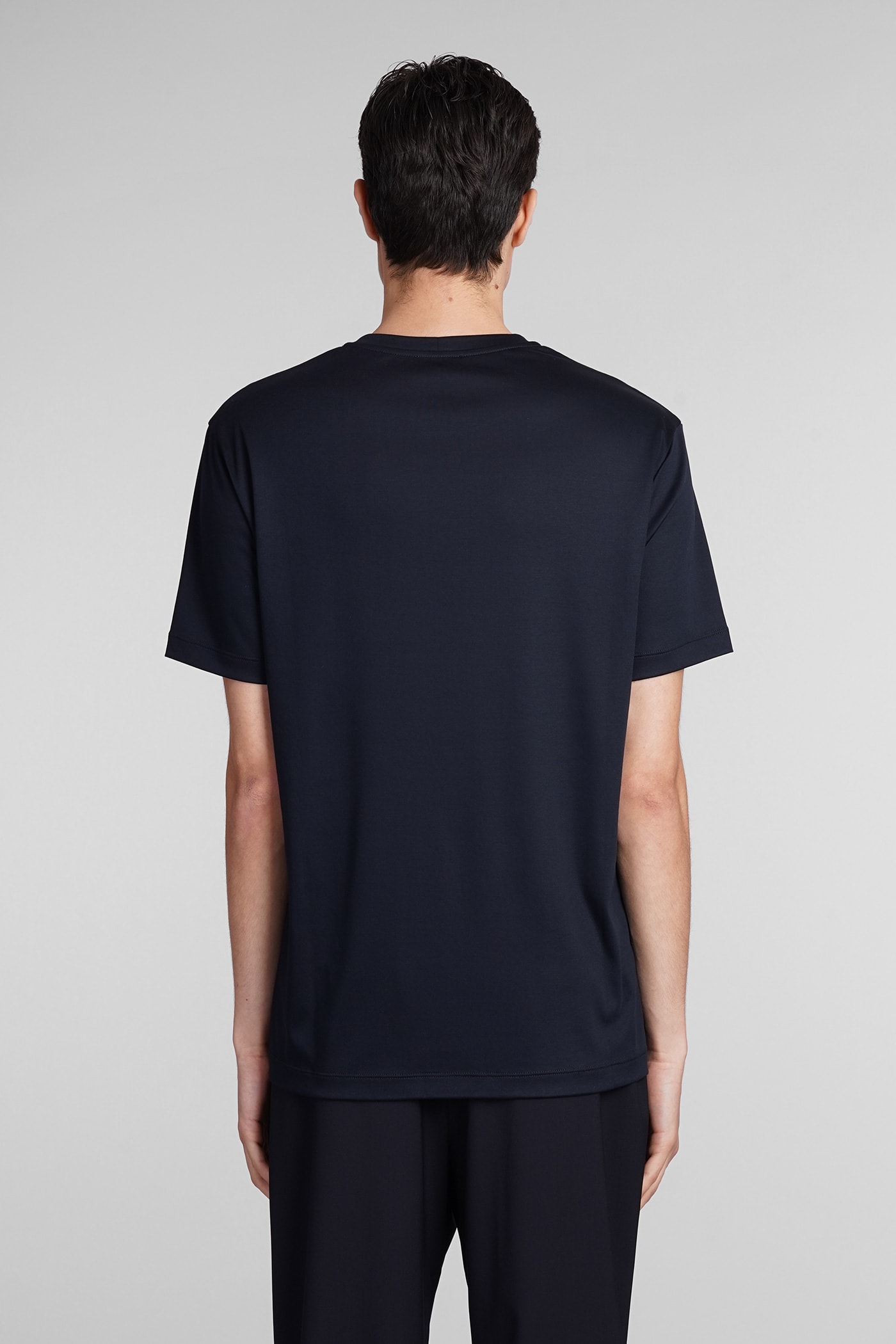 Shop Giorgio Armani T-shirt In Blue Cotton