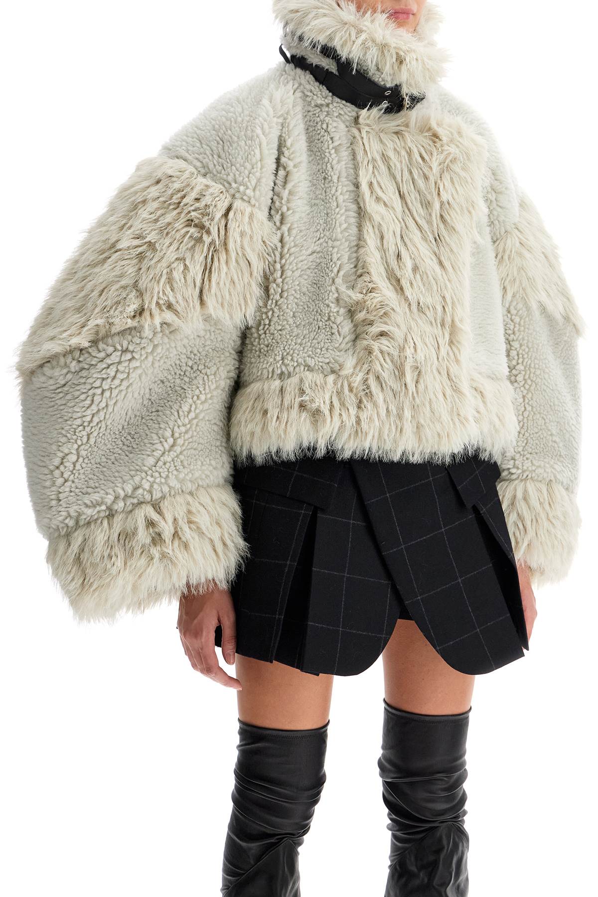 Shop Sacai Shearling Effect Bl In L/gray (grey)