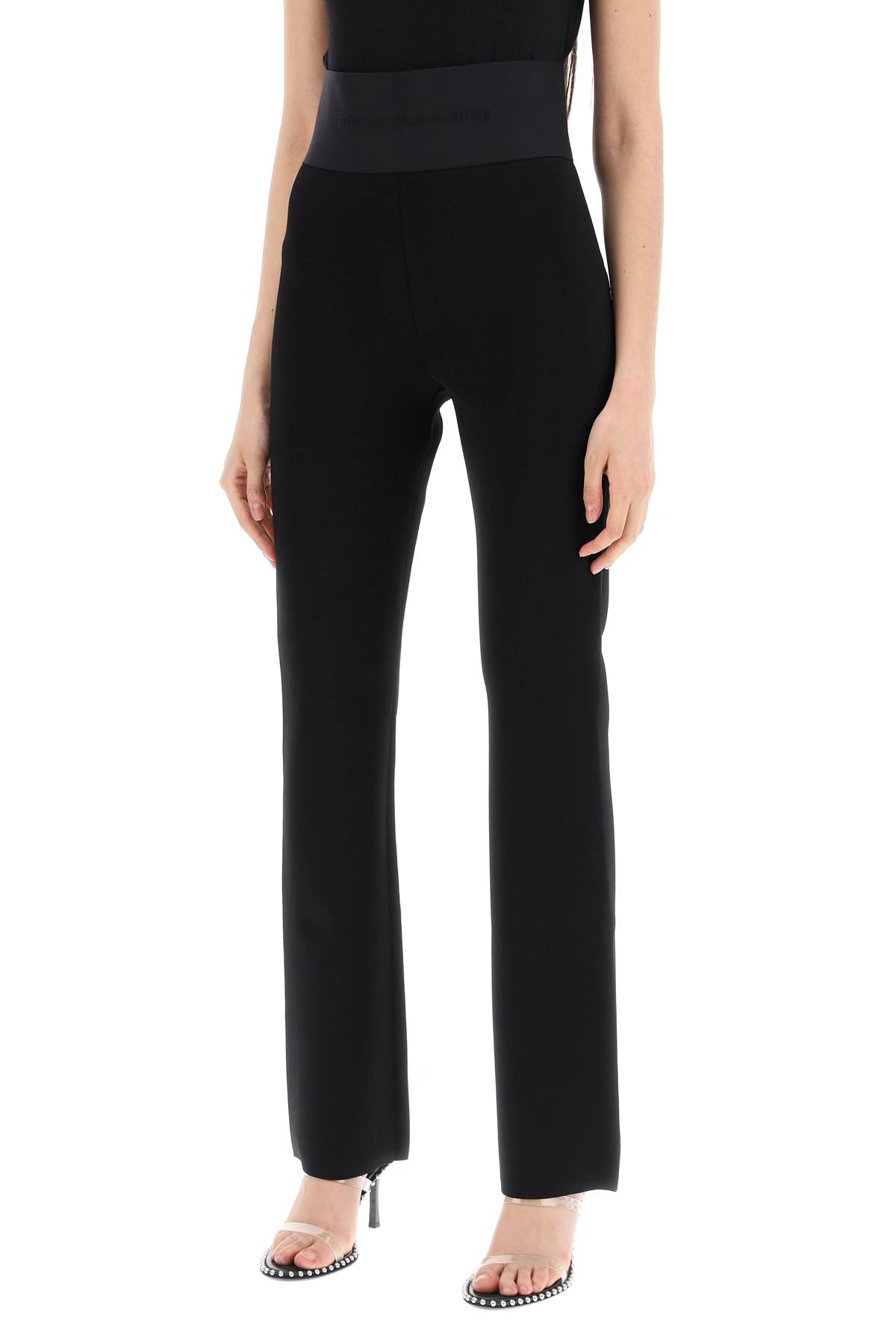 Shop Alexander Wang Flared Pants With Branded Stripe In Black (black)