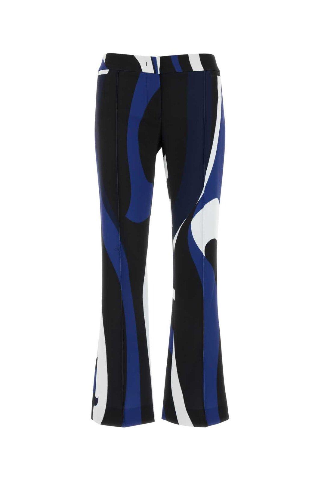 Shop Pucci Marmo-print Flared Trousers In Blue