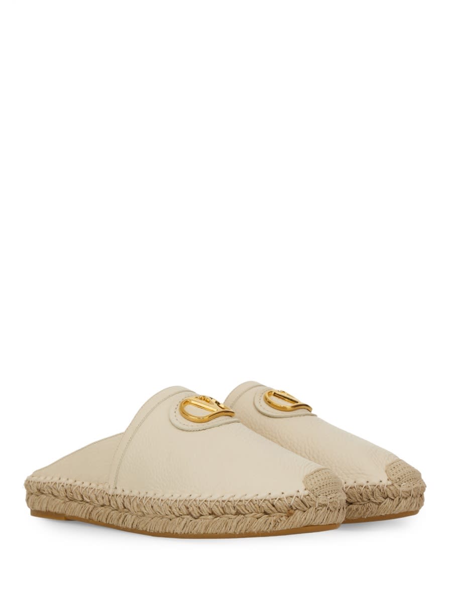 Valentino Vlogo Grainy Leather Mule Espadrille