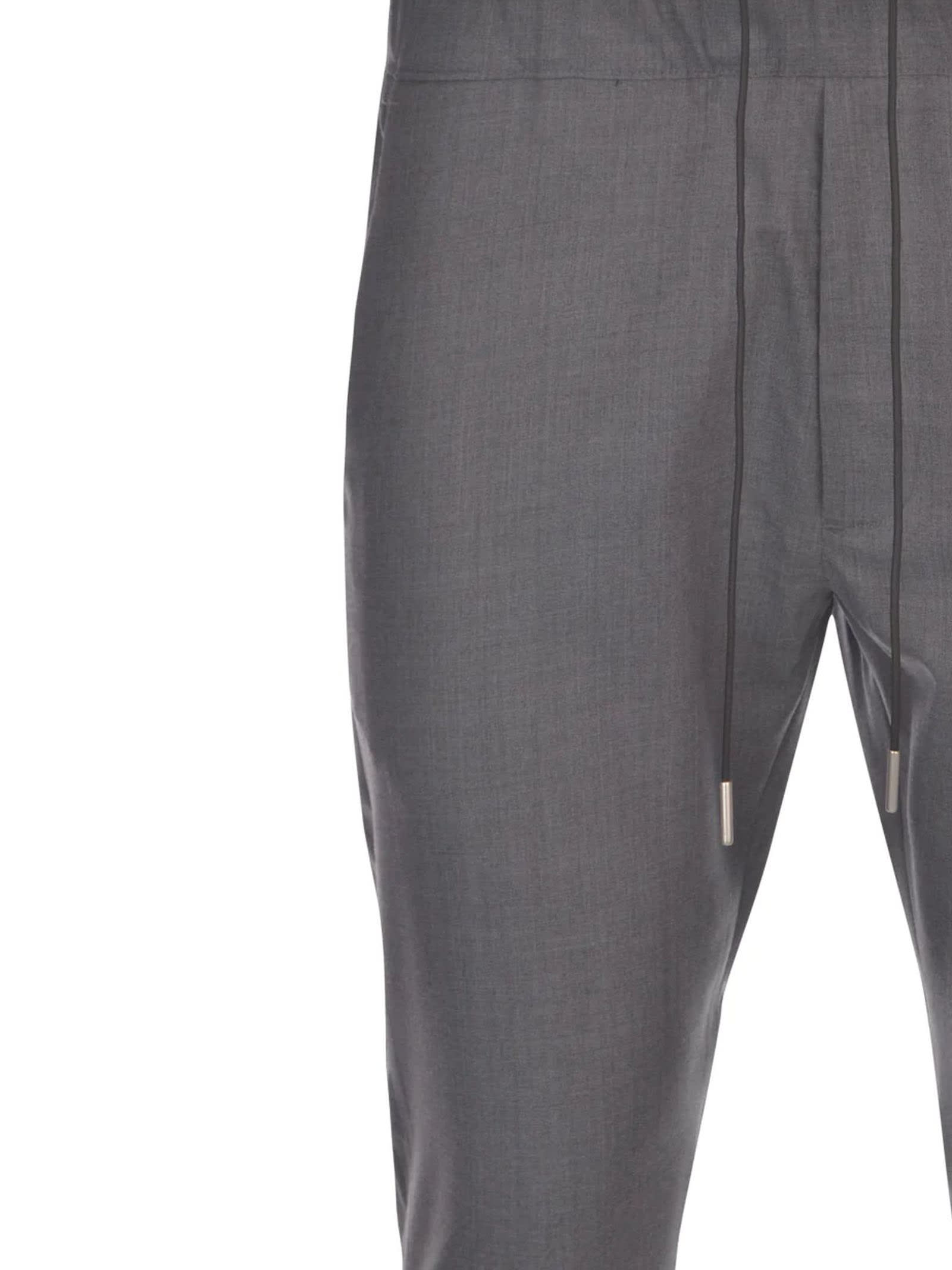 Shop Low Brand Grey Wool Blend Trousers In Melange