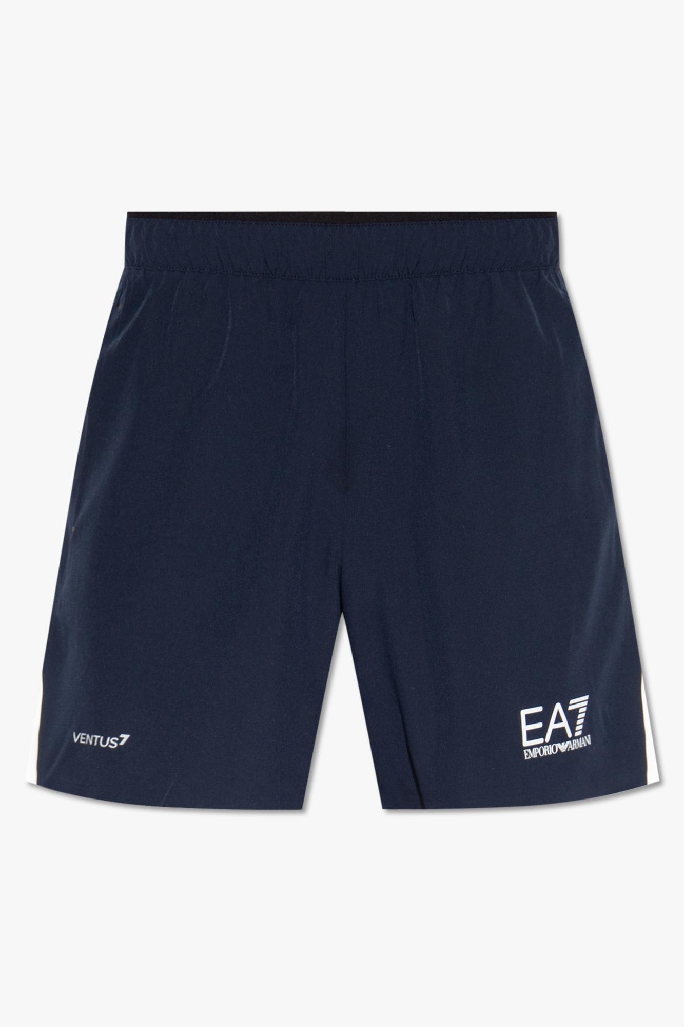 Shop Ea7 Emporio Armani Printed Shorts In Blue