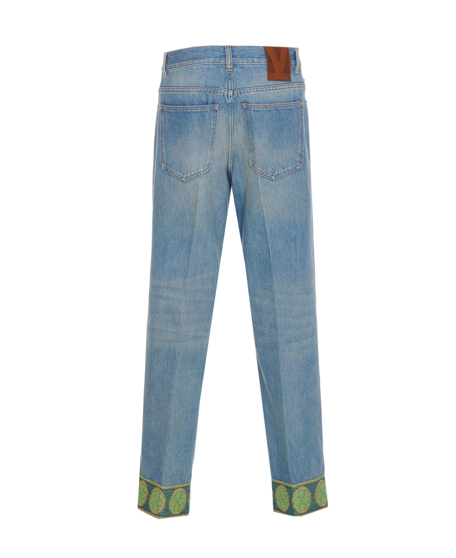 Shop Valentino Denim Pants In Blue