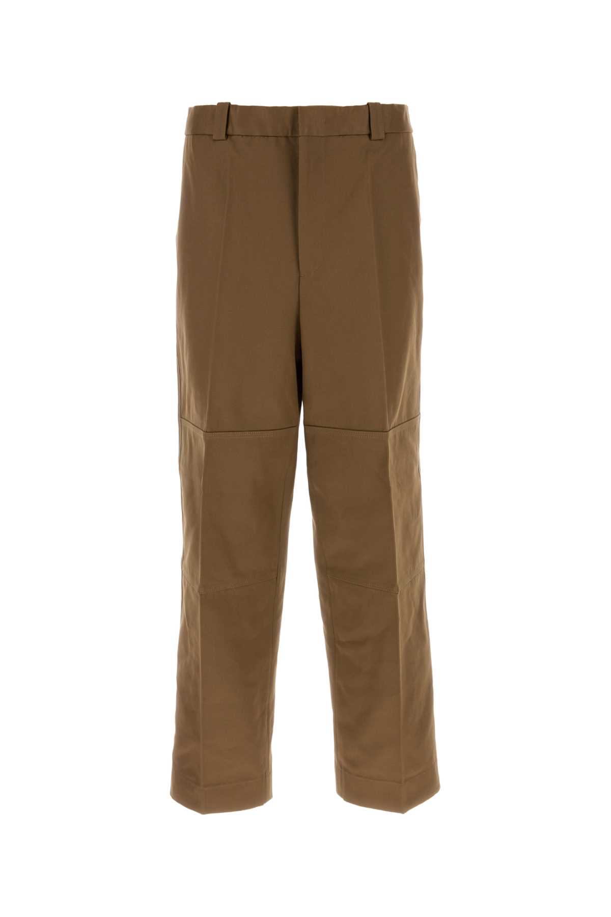 Jil Sander Twill Pant With Front Crease And Panel Detailing In Brown