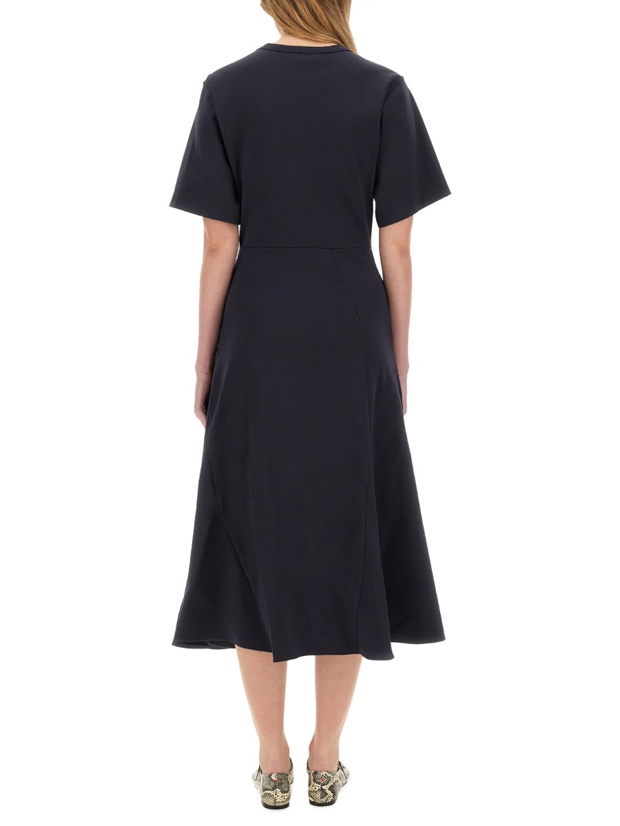 Fabiana Filippi Relaxed Black Midi Dress With Gathered Waist In Blue