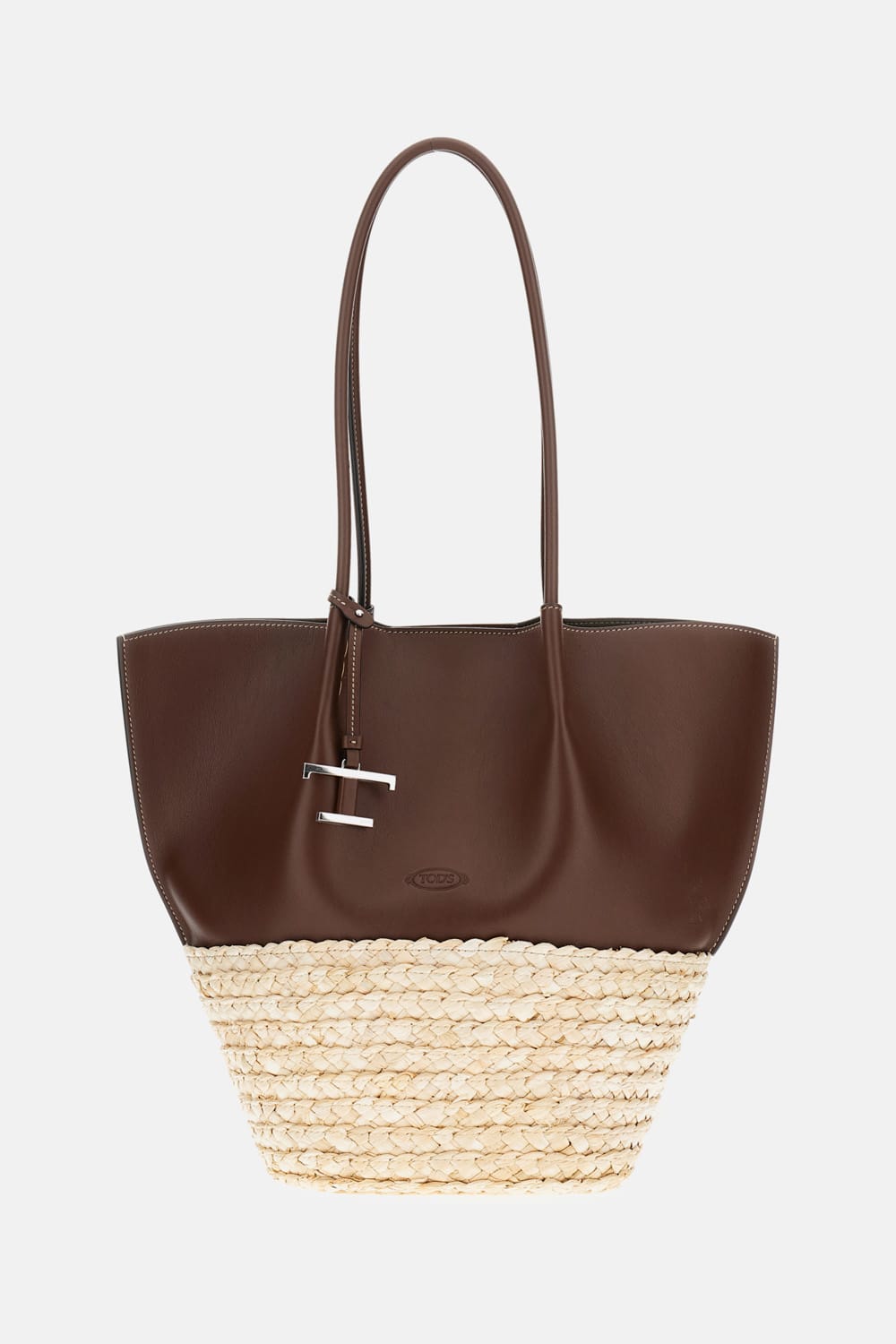 Tod's Chocolate Brown Raffia Shopping Bag In Brown